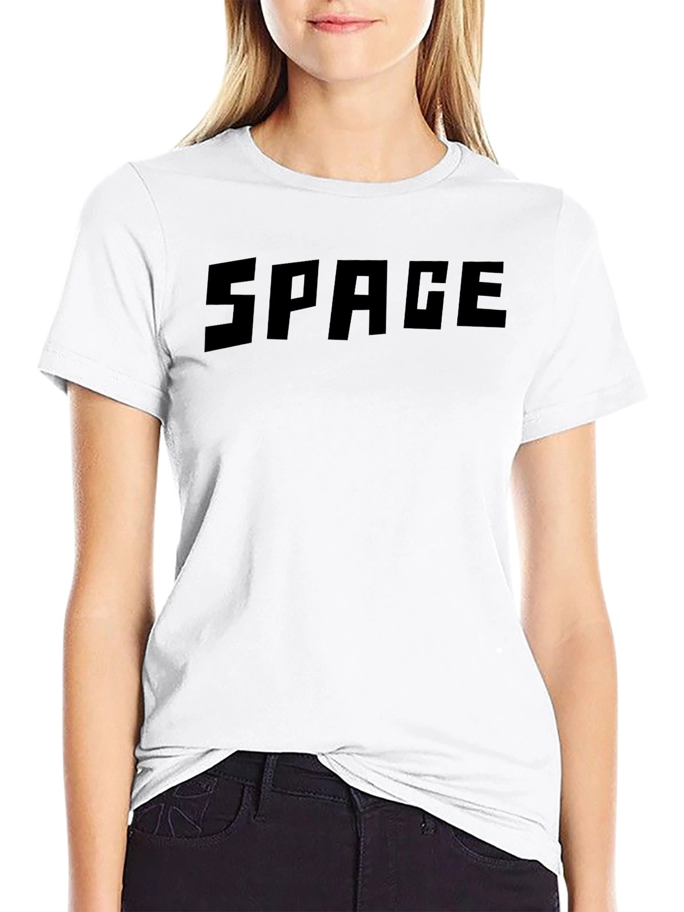 Mens Black SPACE Graphic Crewneck T-Shirt