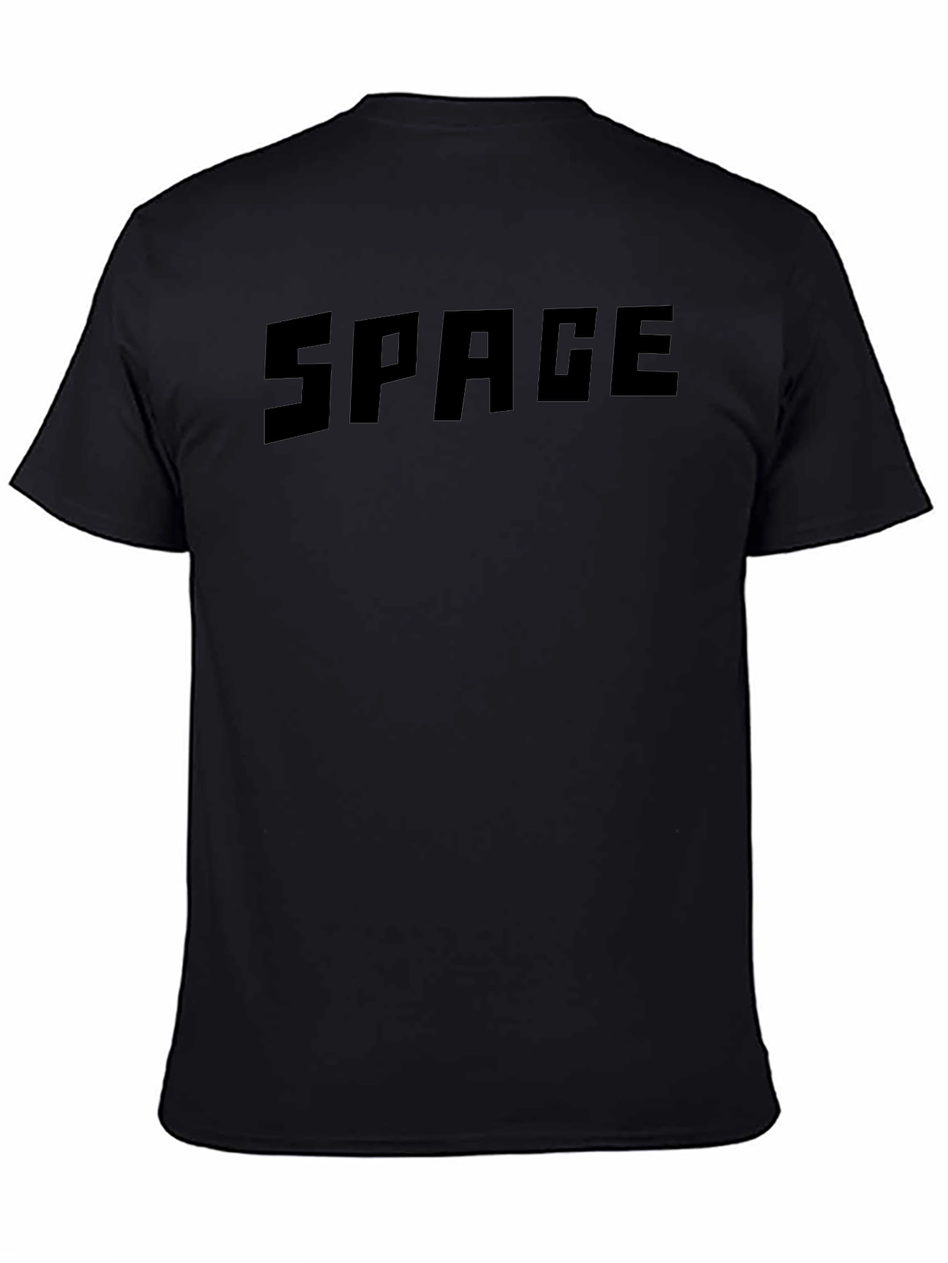 Mens Black SPACE Graphic Crewneck T-Shirt