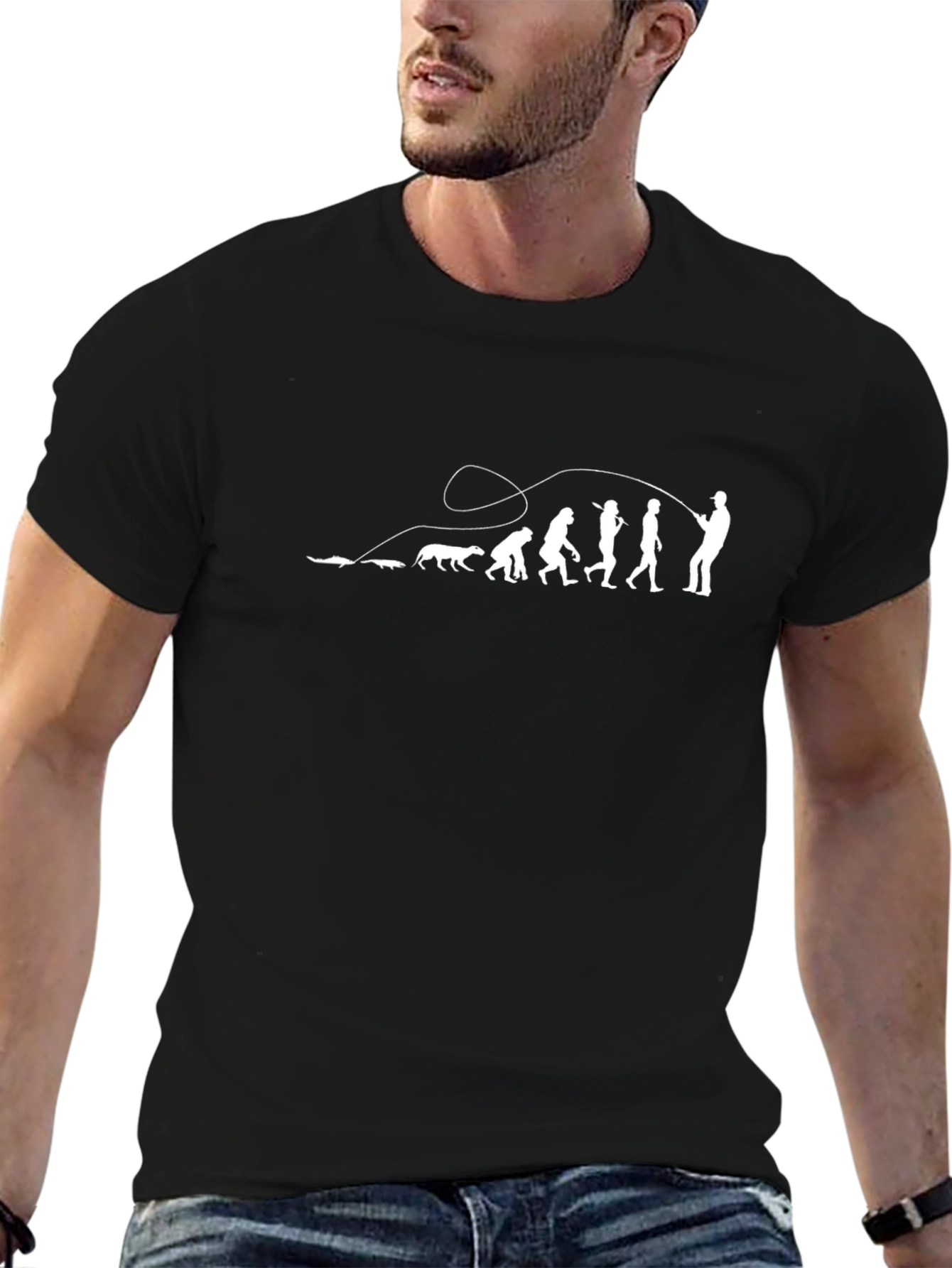 Fishing Evolution T-Shirt - Black Cotton Tee