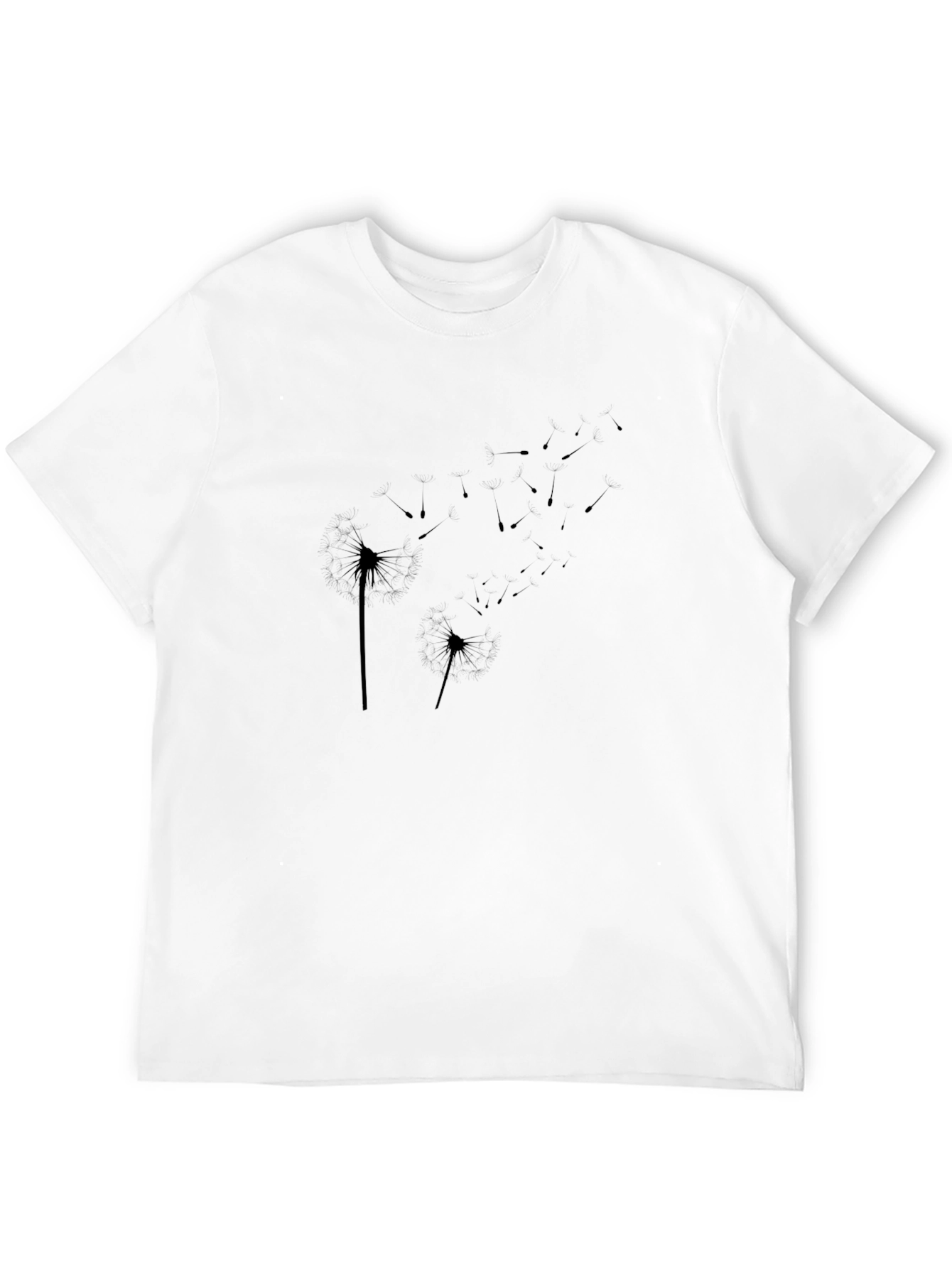 Black Dandelion Print Crew Neck T-Shirt