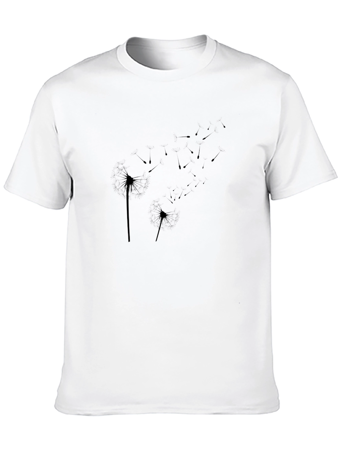 Black Dandelion Print Crew Neck T-Shirt