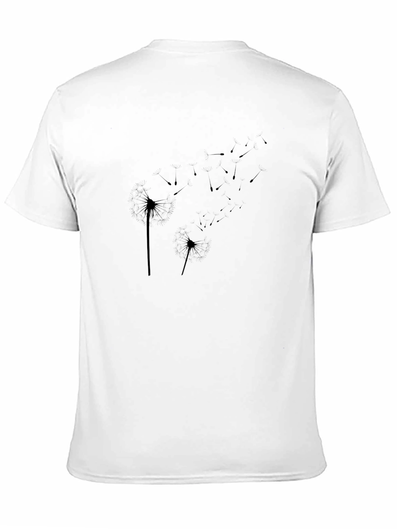 Black Dandelion Print Crew Neck T-Shirt