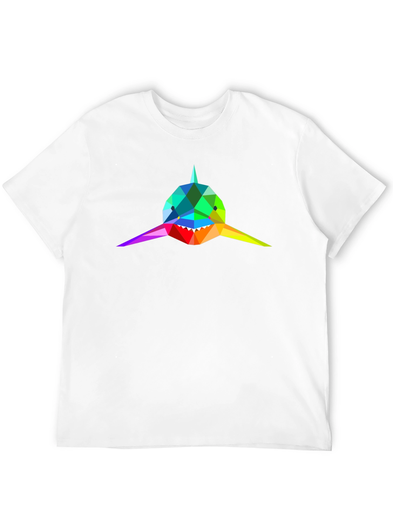 Geometric Shark Tee - Rainbow Design