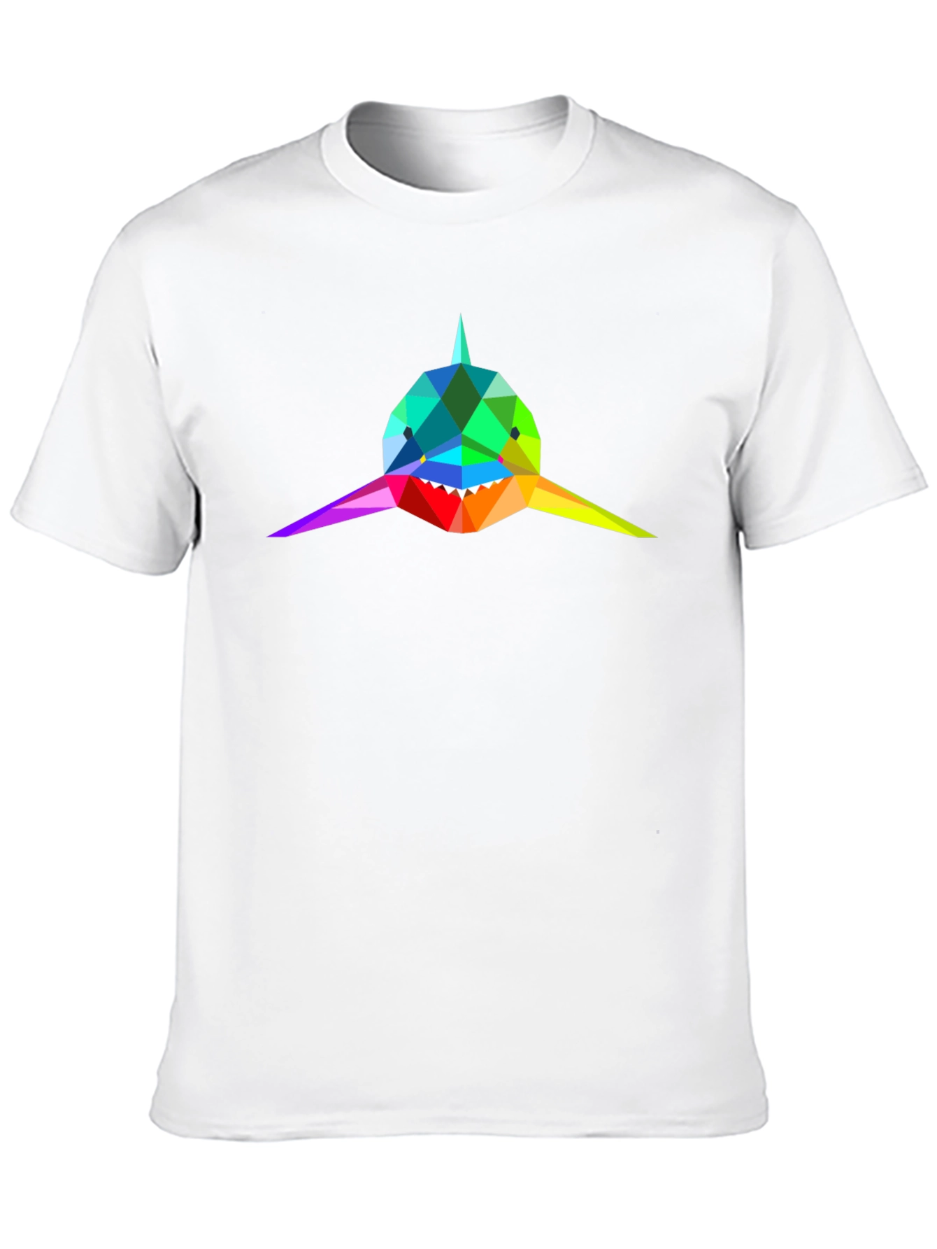 Geometric Shark Tee - Rainbow Design