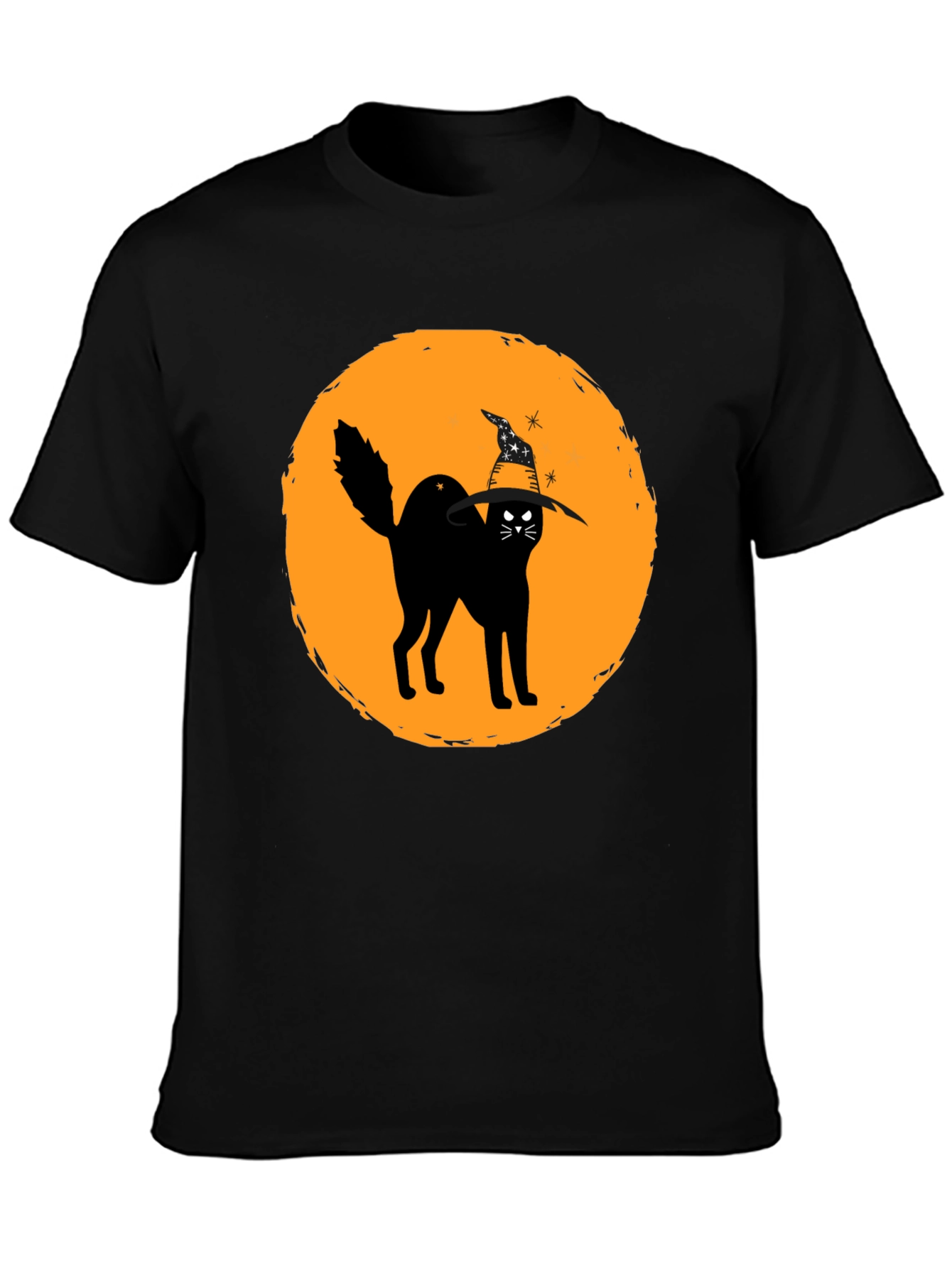 Halloween Cat Graphic Tee - Unisex Black T-Shirt
