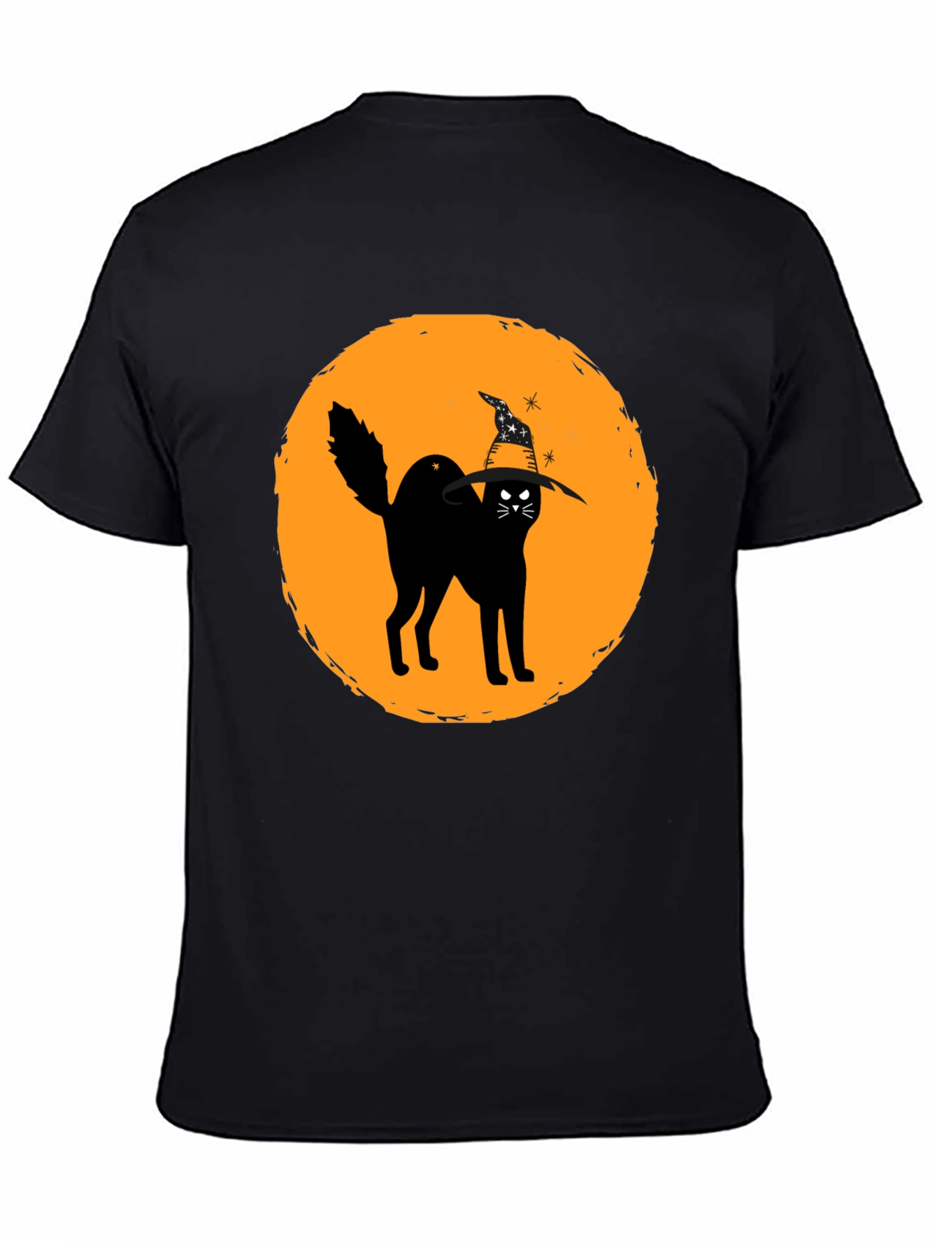 Halloween Cat Graphic Tee - Unisex Black T-Shirt