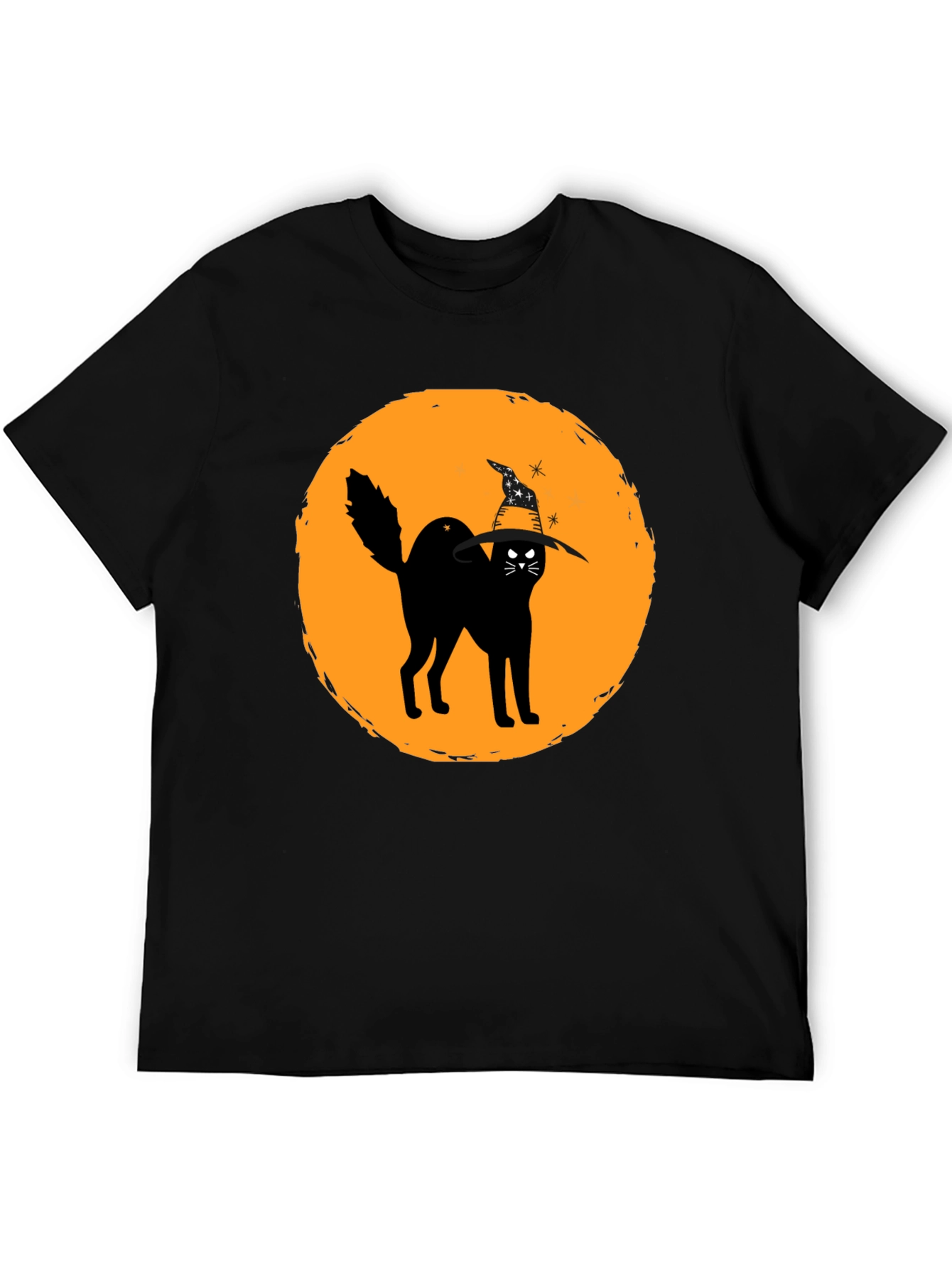 Halloween Cat Graphic Tee - Unisex Black T-Shirt