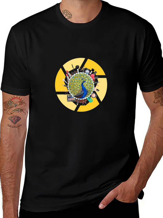 Peacock Makeup Artist T-Shirt - Black Cotton Blend