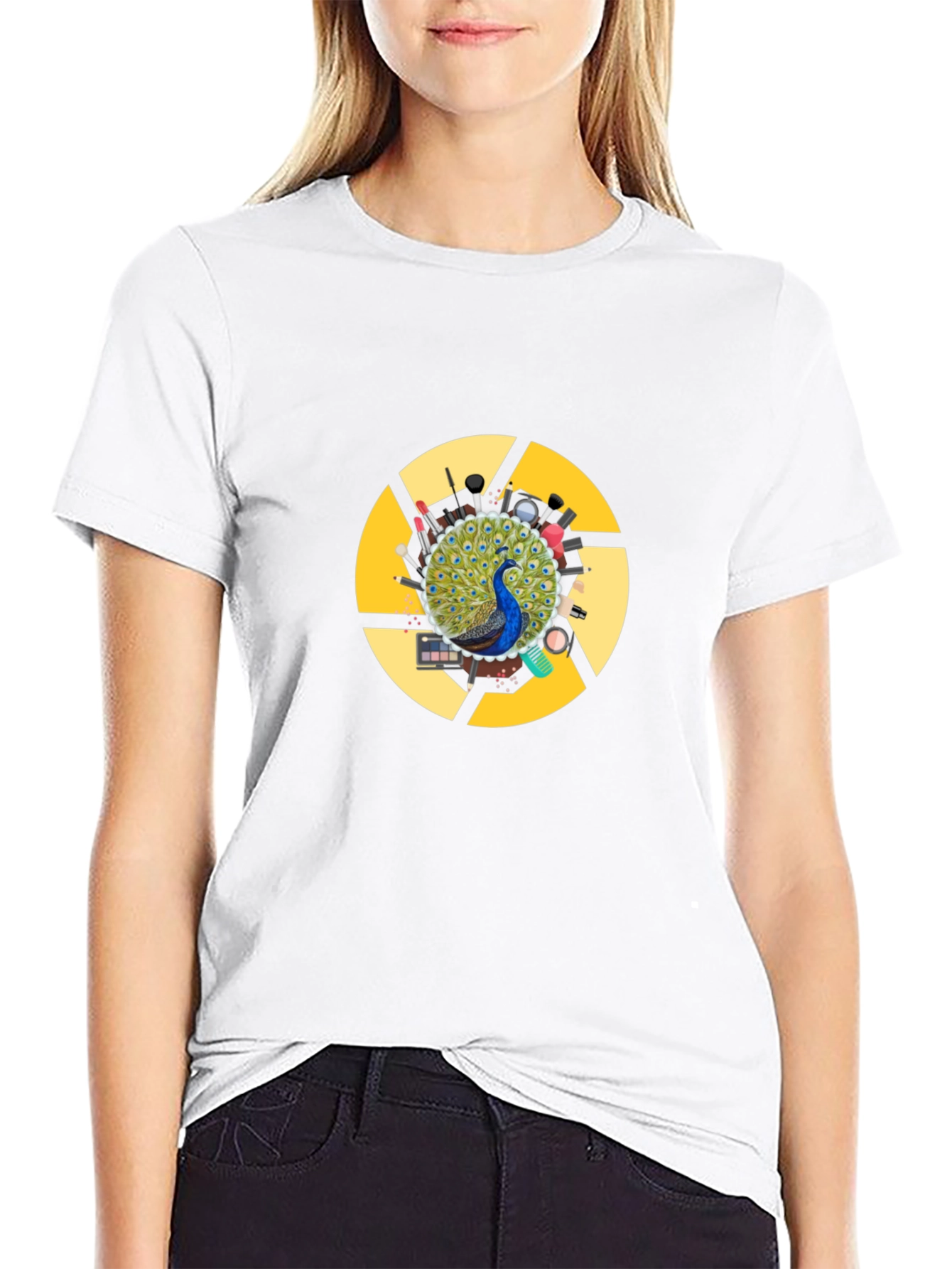 Peacock Makeup Artist T-Shirt - Black Cotton Blend