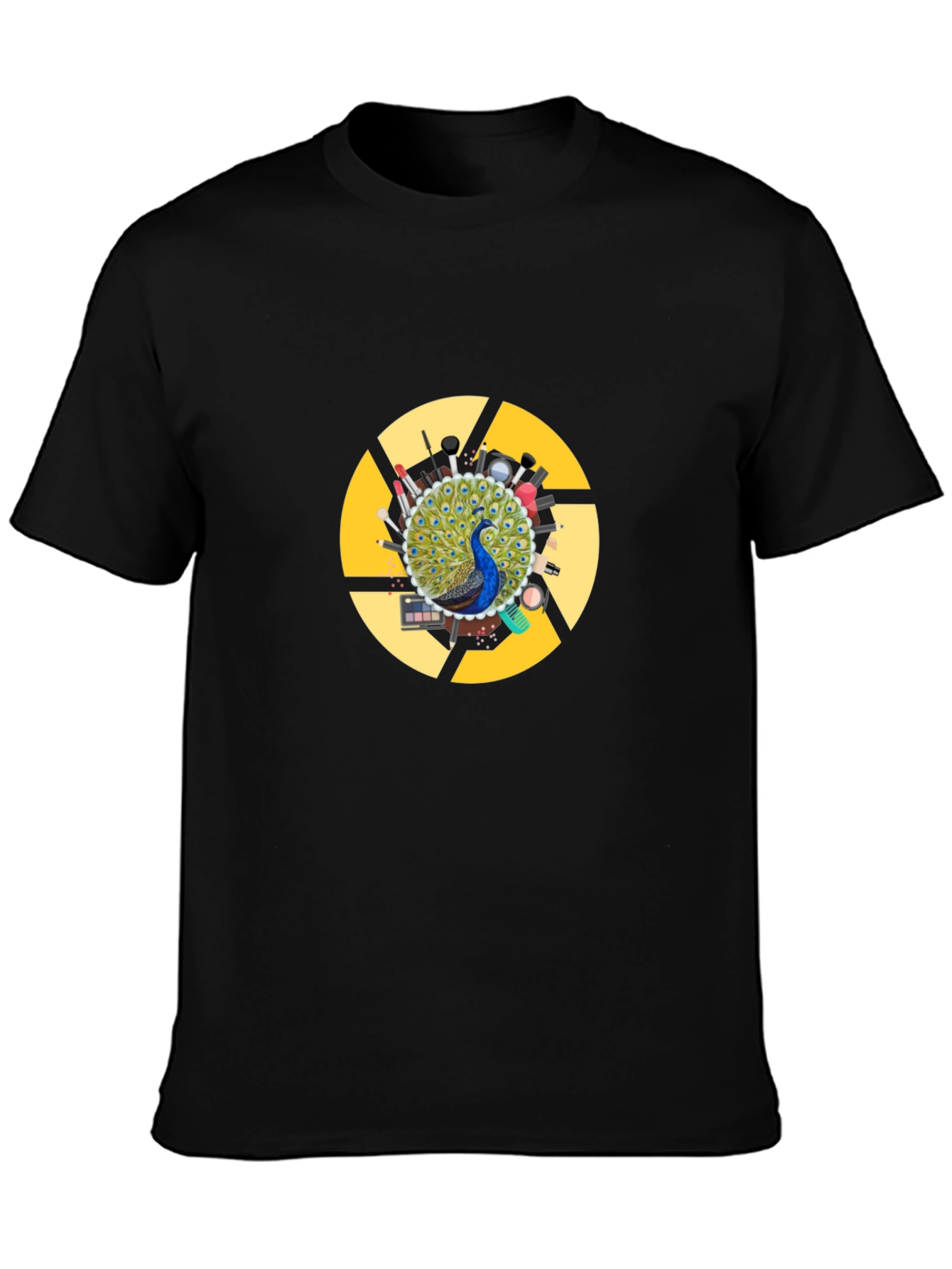 Peacock Makeup Artist T-Shirt - Black Cotton Blend