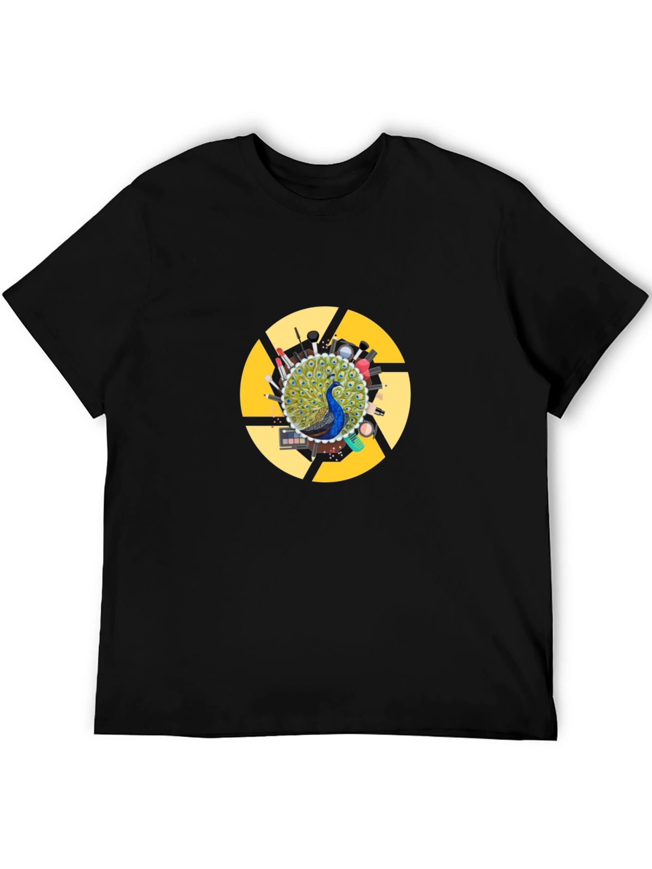 Peacock Makeup Artist T-Shirt - Black Cotton Blend