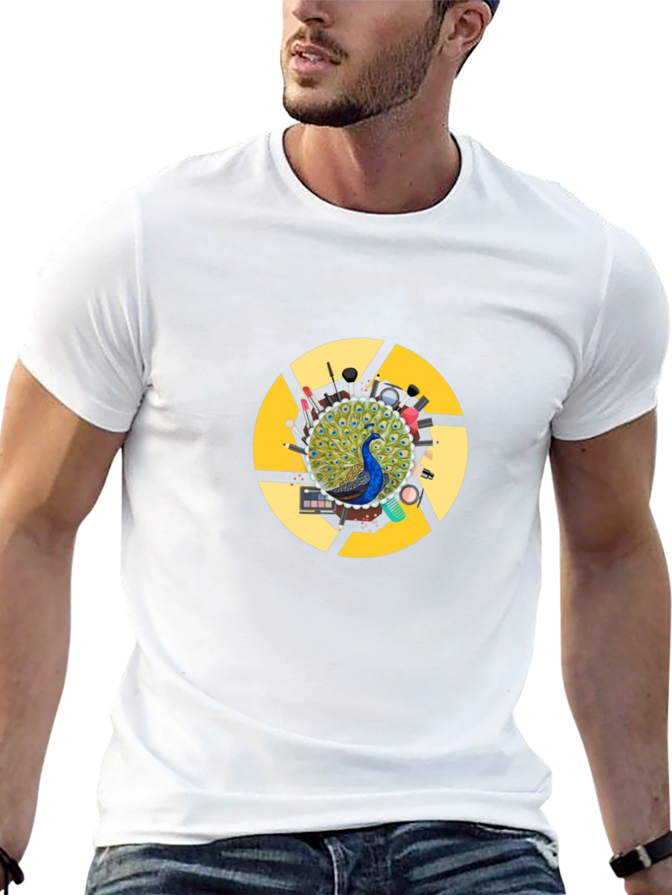 Peacock Makeup Artist T-Shirt - Black Cotton Blend