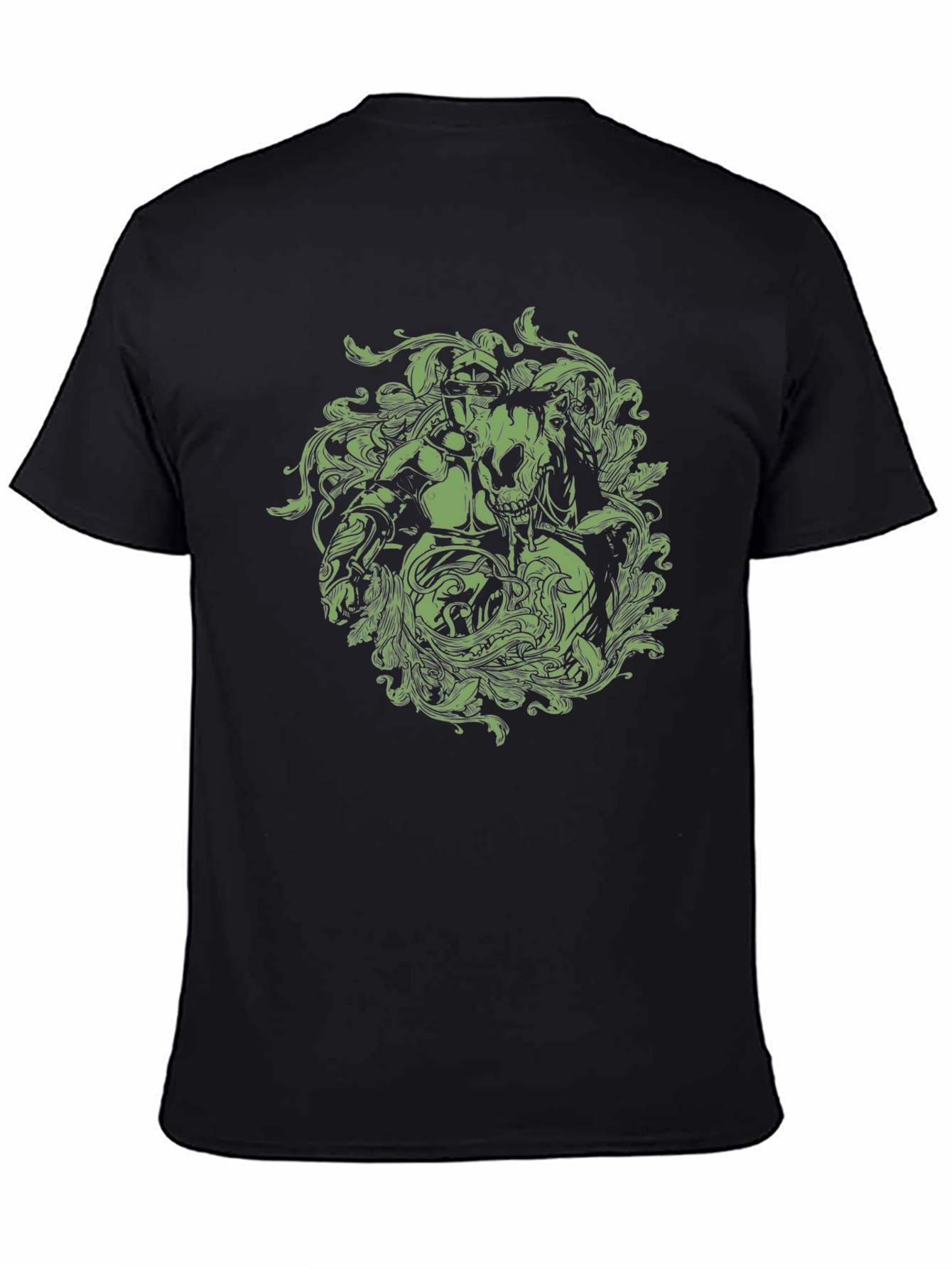 Black Graphic T-Shirt - Knight and Skull