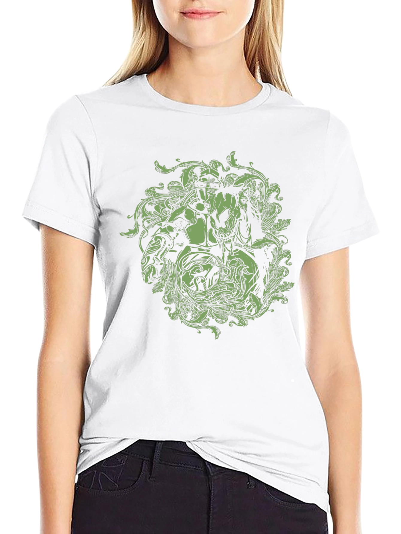 Black Graphic T-Shirt - Knight and Skull