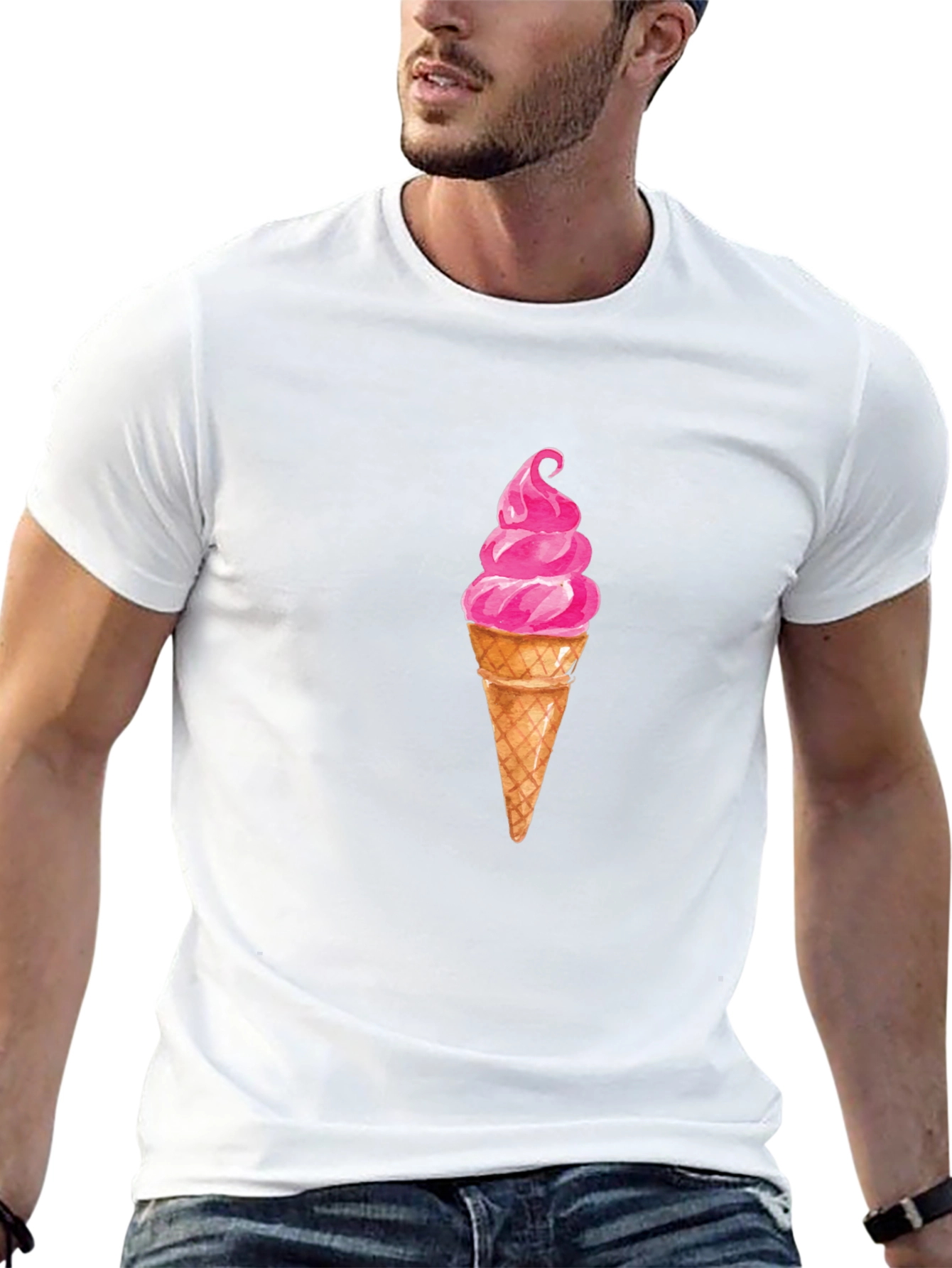Ice Cream Graphic Tee - Casual Black T-Shirt