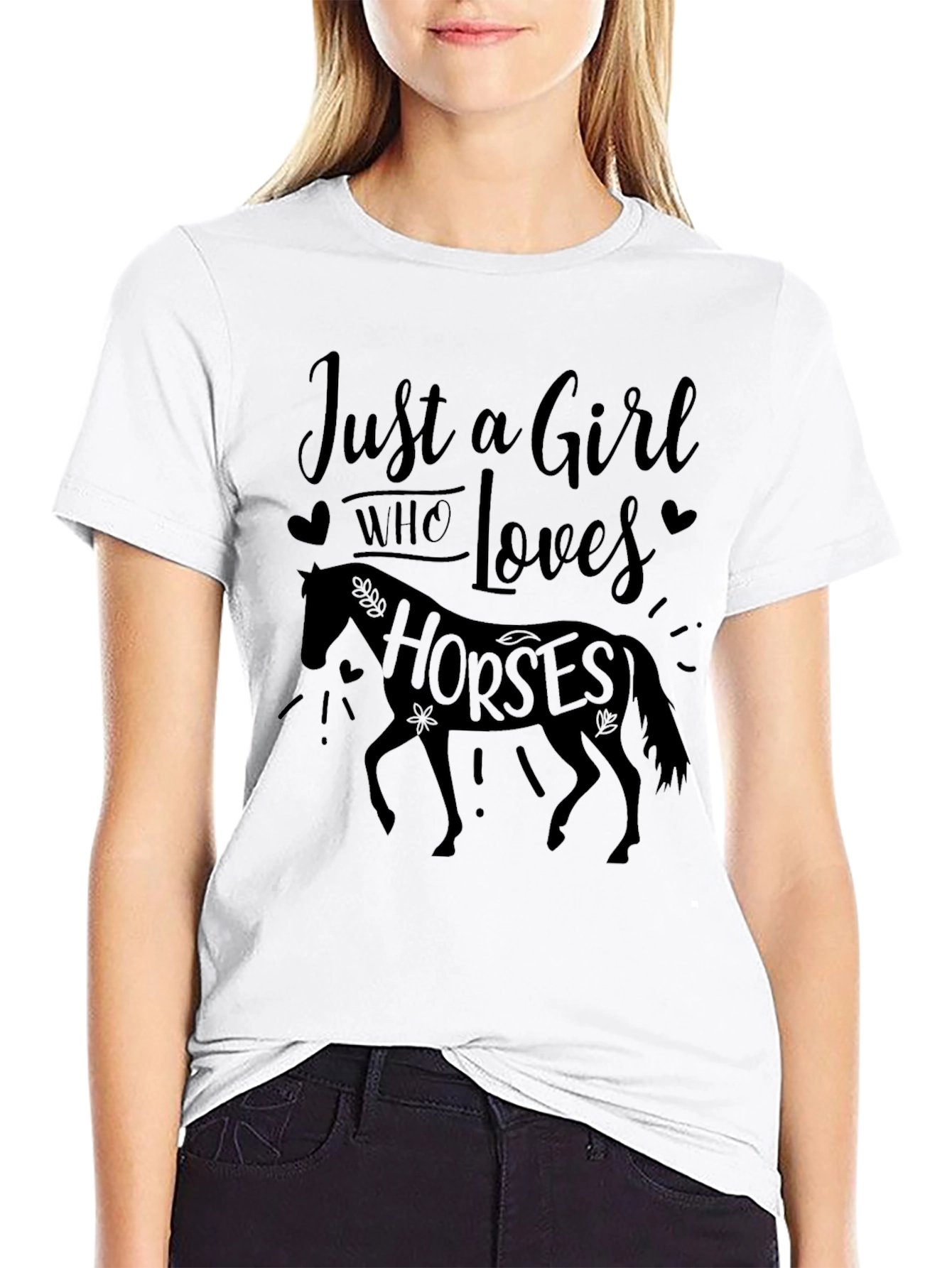Just a Girl Who Loves Horses Black Tee