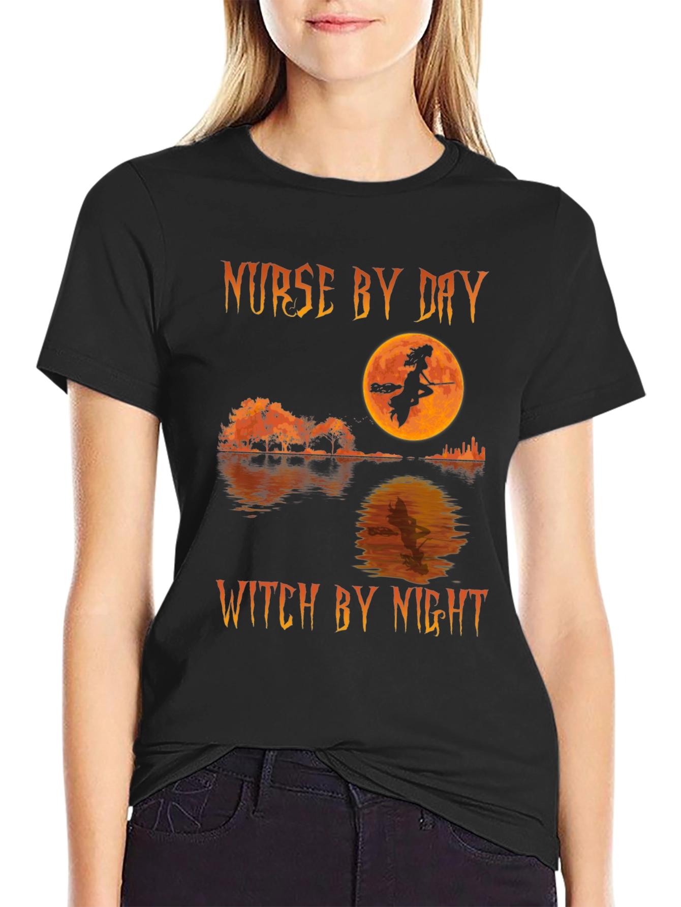Nurse by Day Witch by Night Halloween T-Shirt