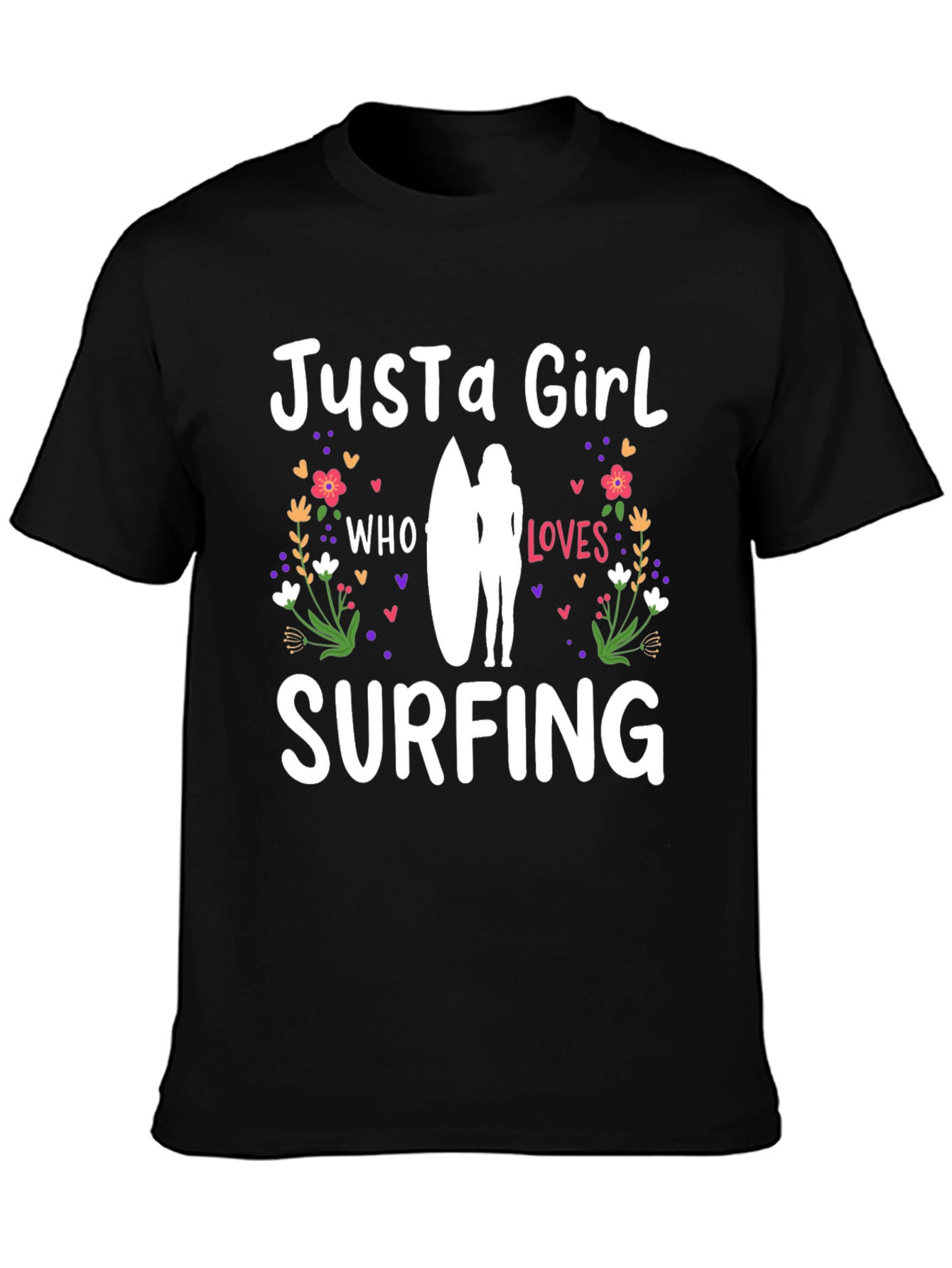 Just a Girl Who Loves Surfing Black T-Shirt