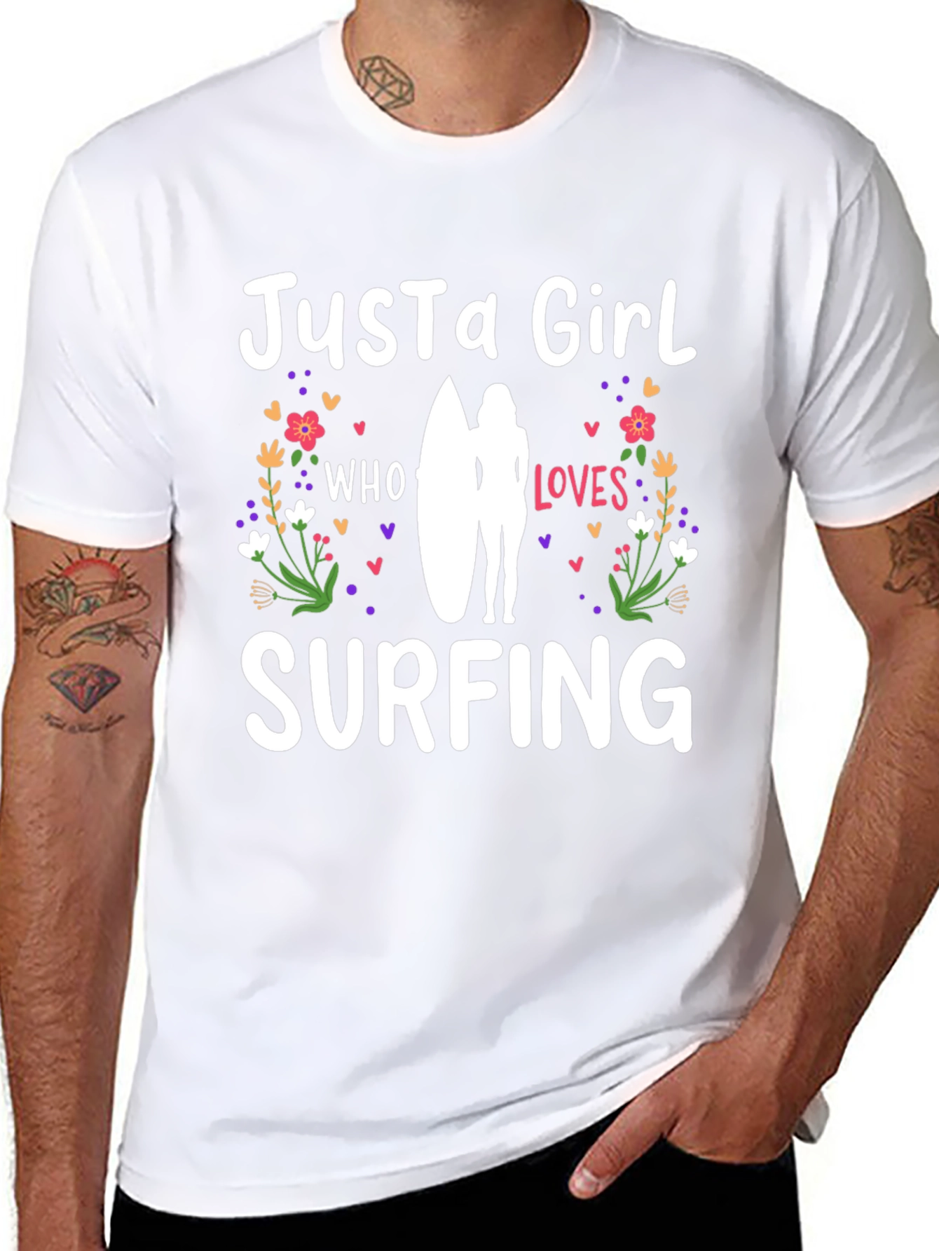 Just a Girl Who Loves Surfing Black T-Shirt