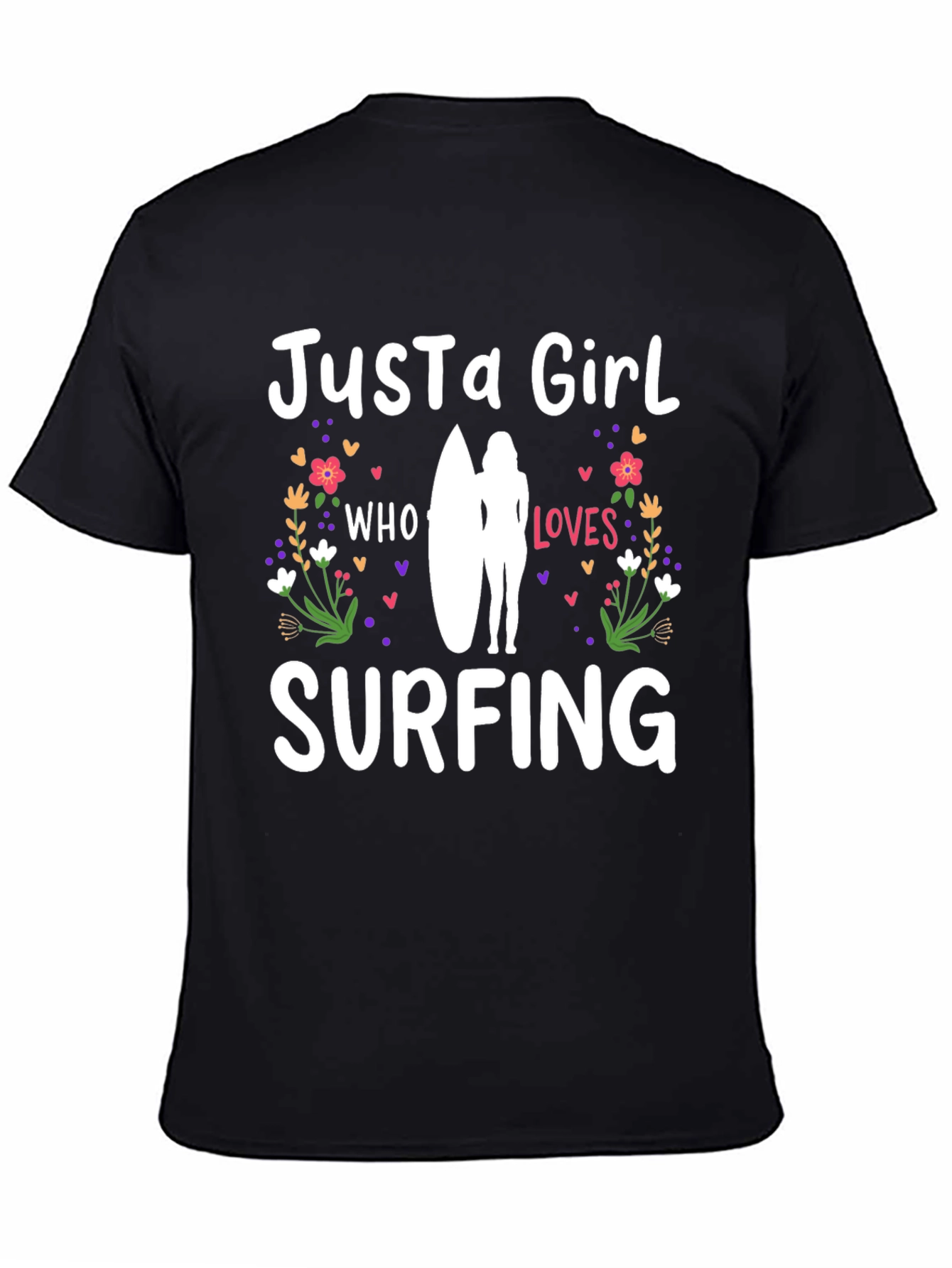 Just a Girl Who Loves Surfing Black T-Shirt