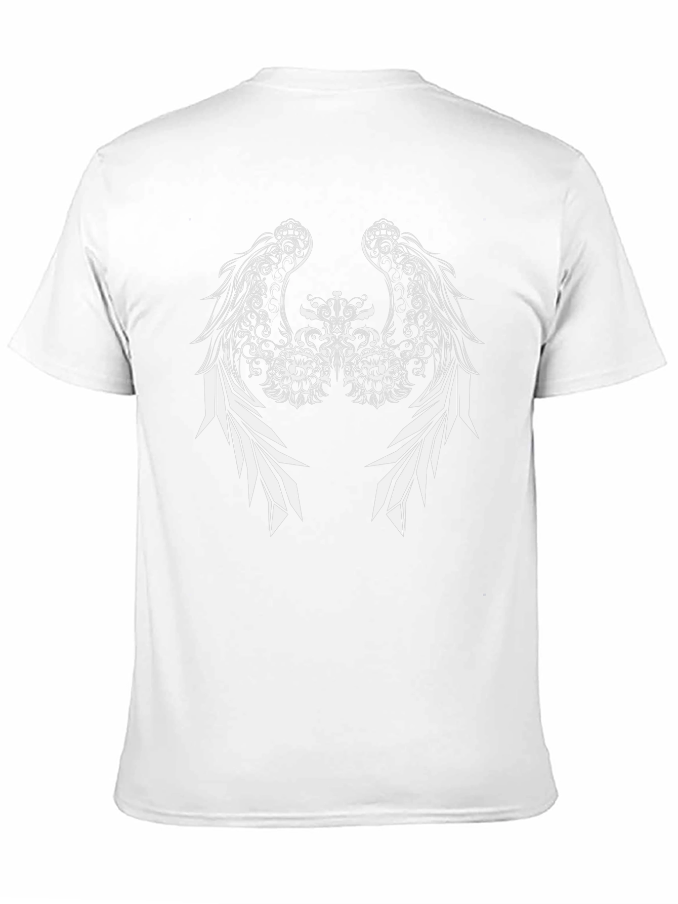 Black Tee with Winged Floral Design