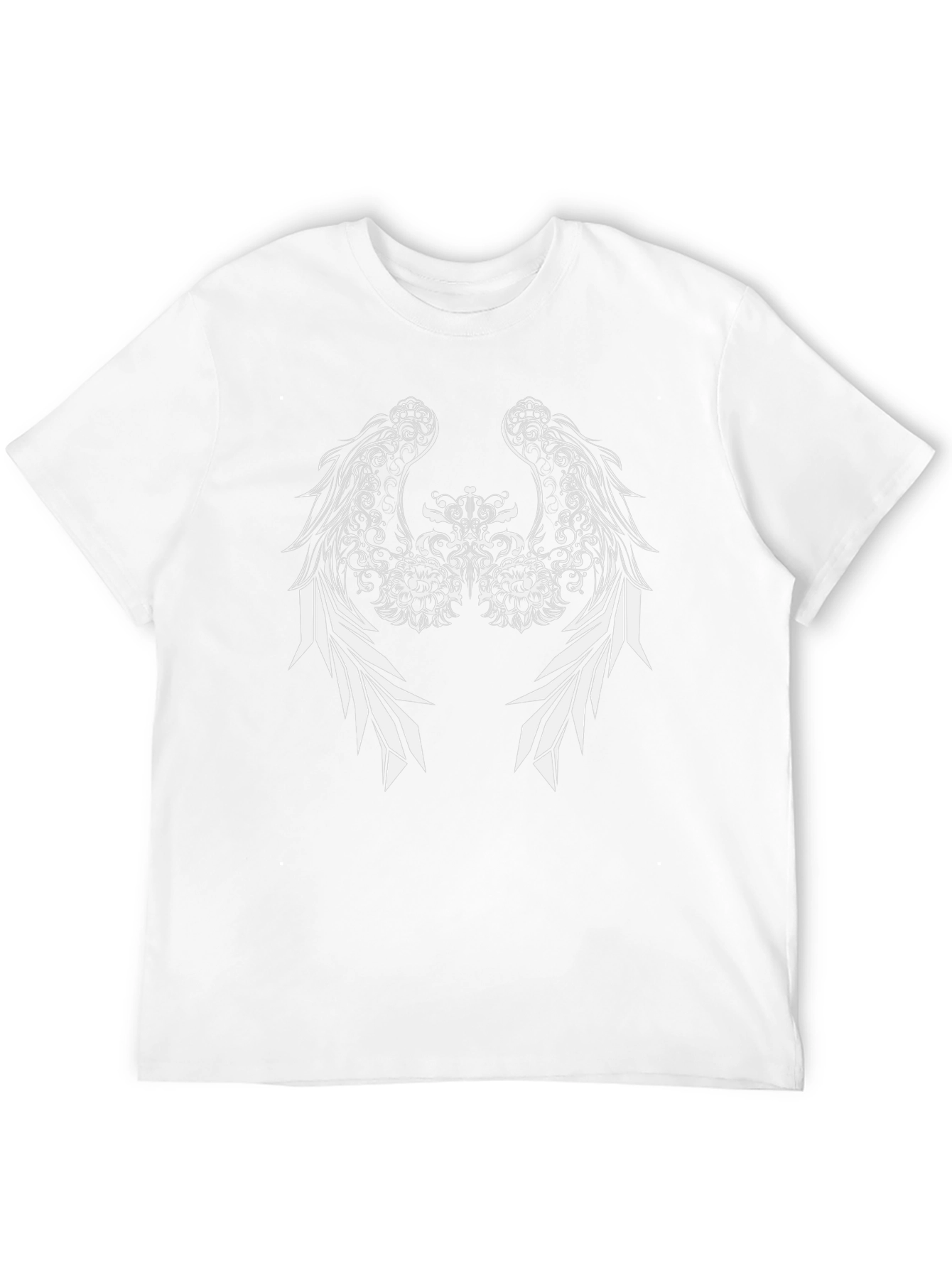 Black Tee with Winged Floral Design