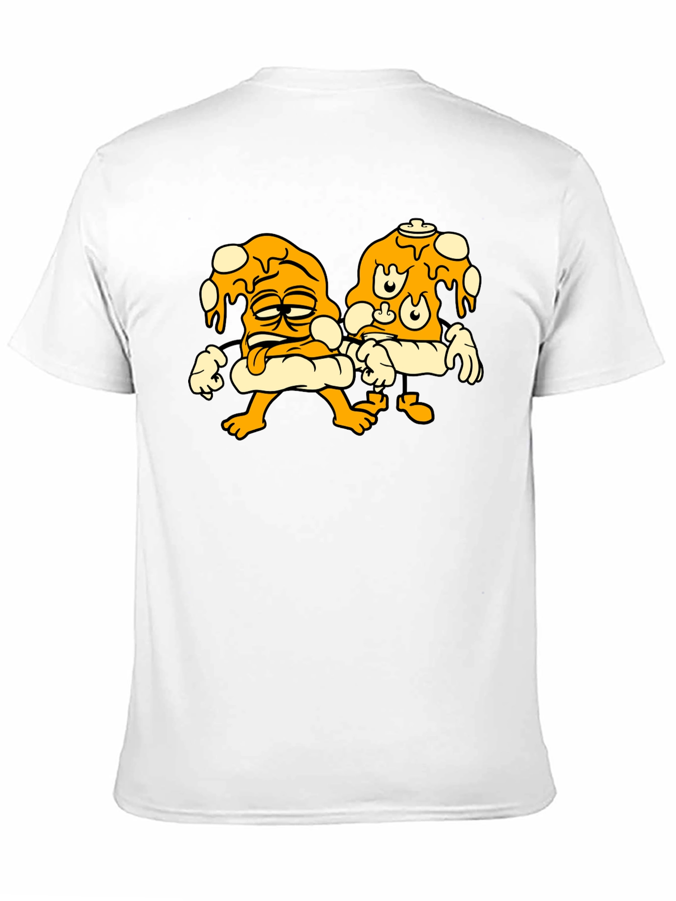 Cartoon Pizza Slice Graphic Black T-Shirt