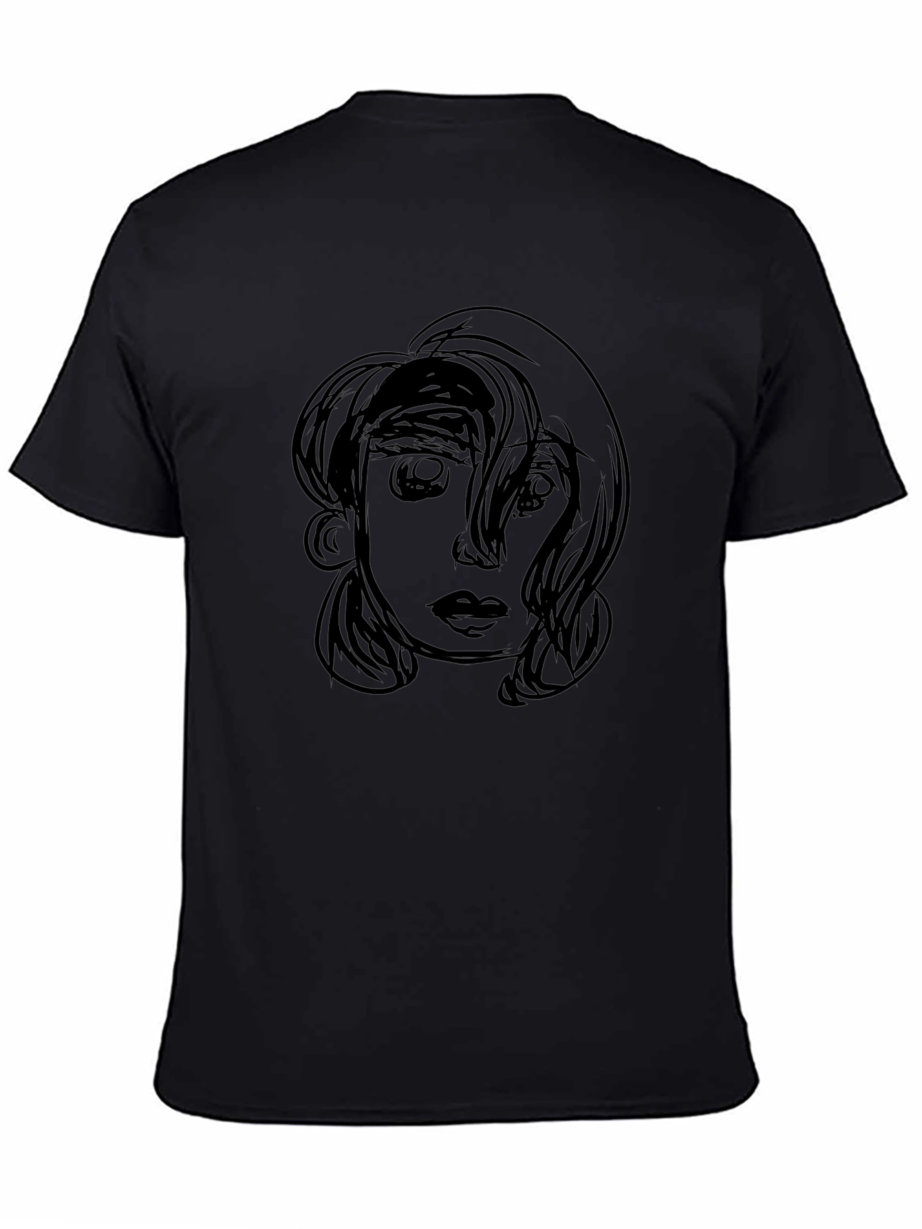 Sketch Face Graphic Black T-Shirt