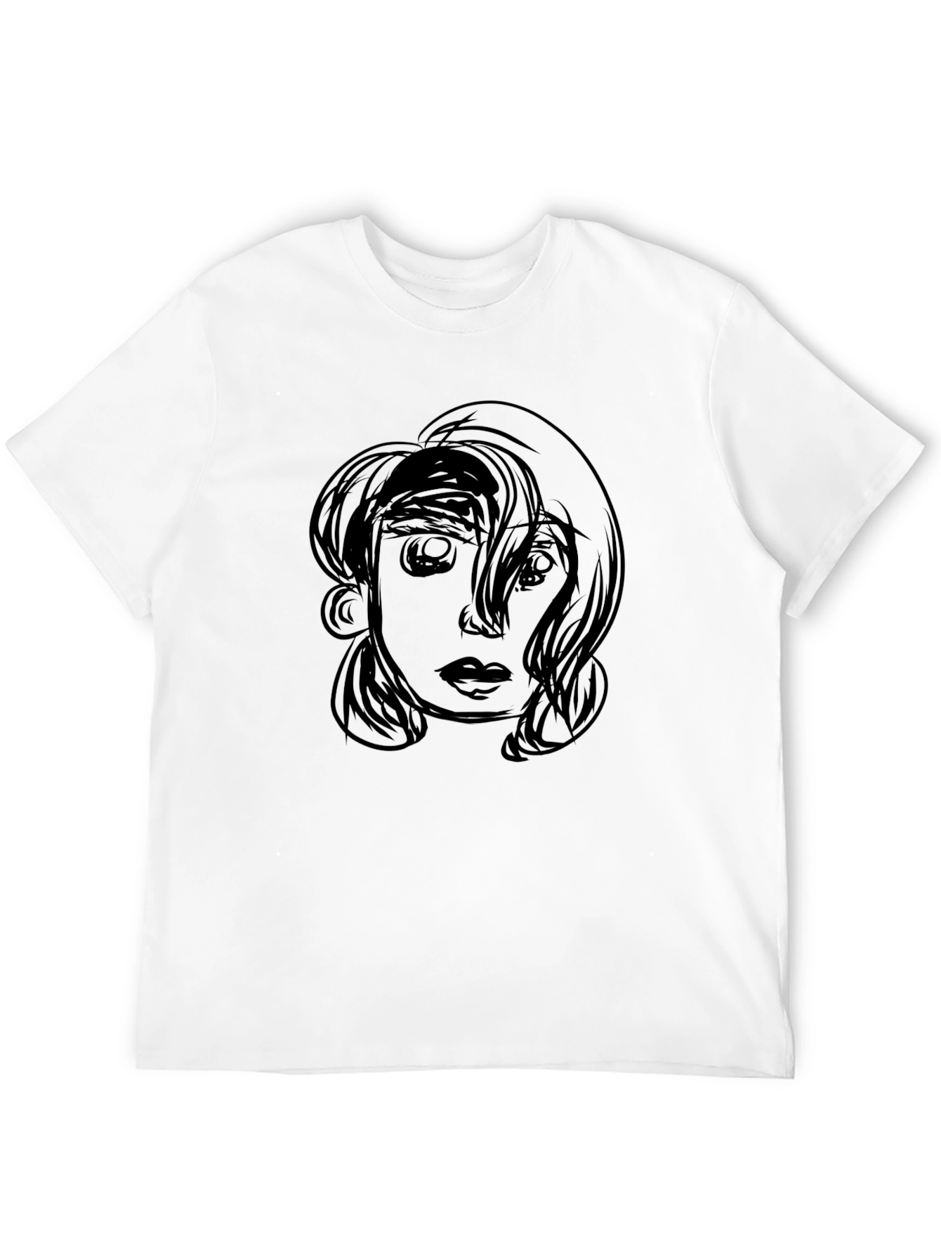 Sketch Face Graphic Black T-Shirt