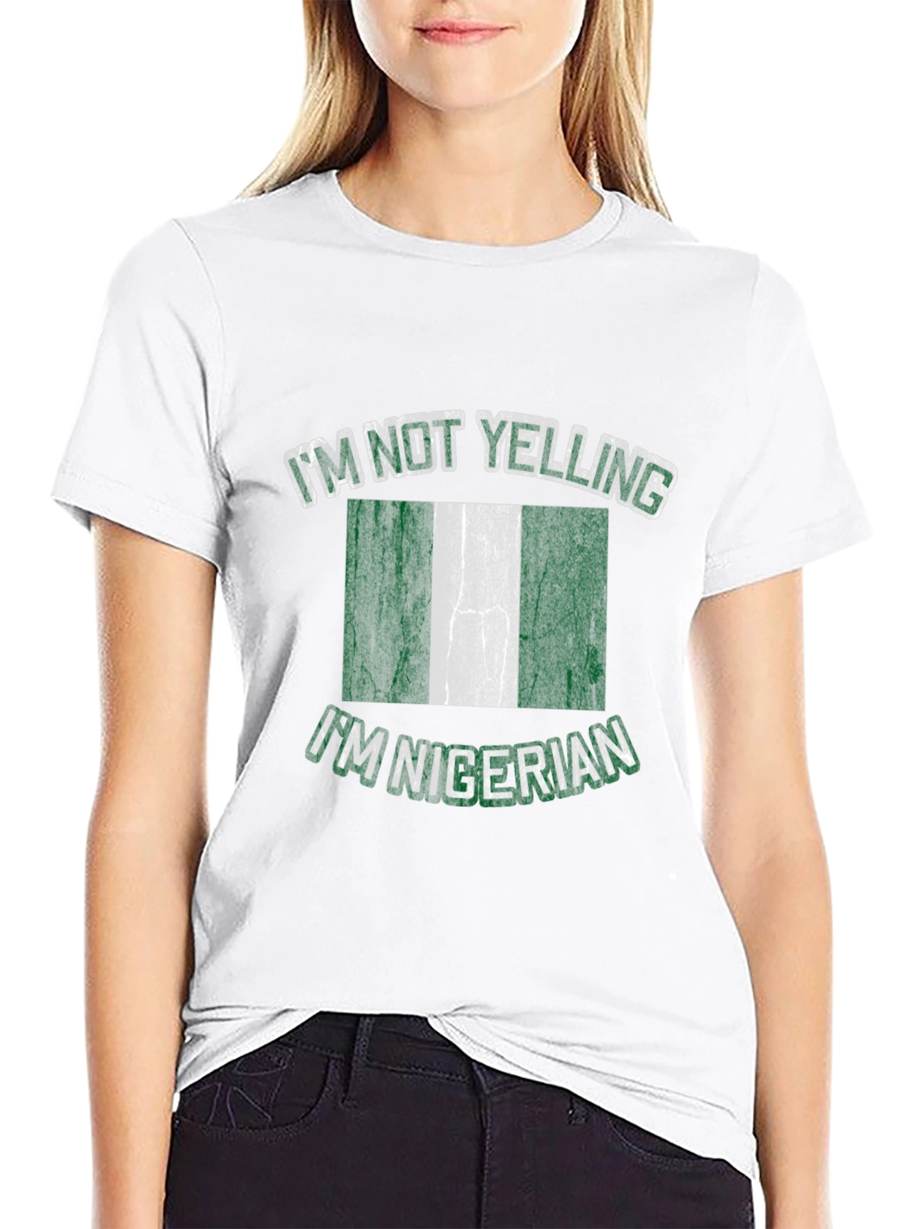 Nigerian Flag Graphic T-Shirt - Im Not Yelling