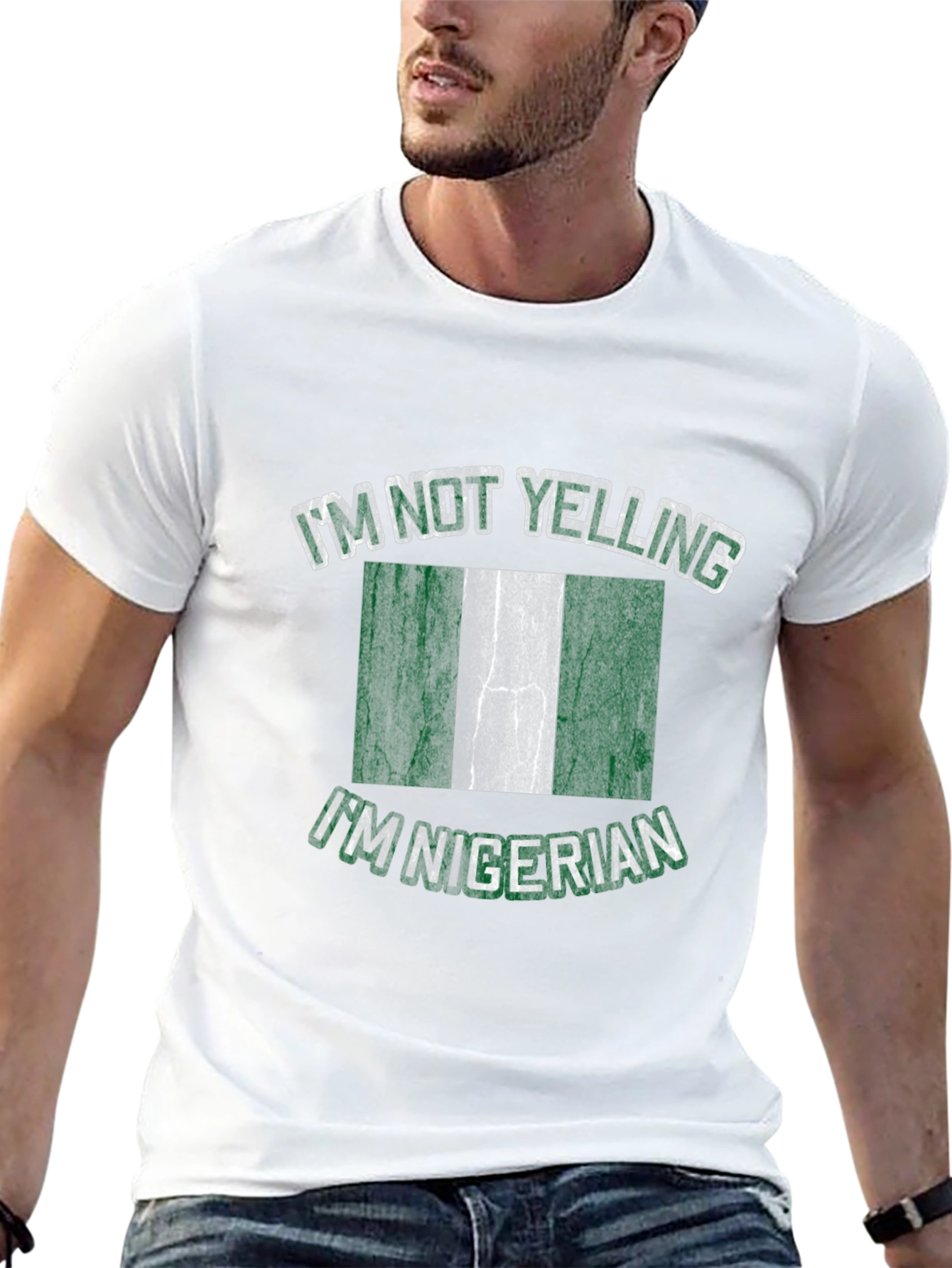Nigerian Flag Graphic T-Shirt - Im Not Yelling
