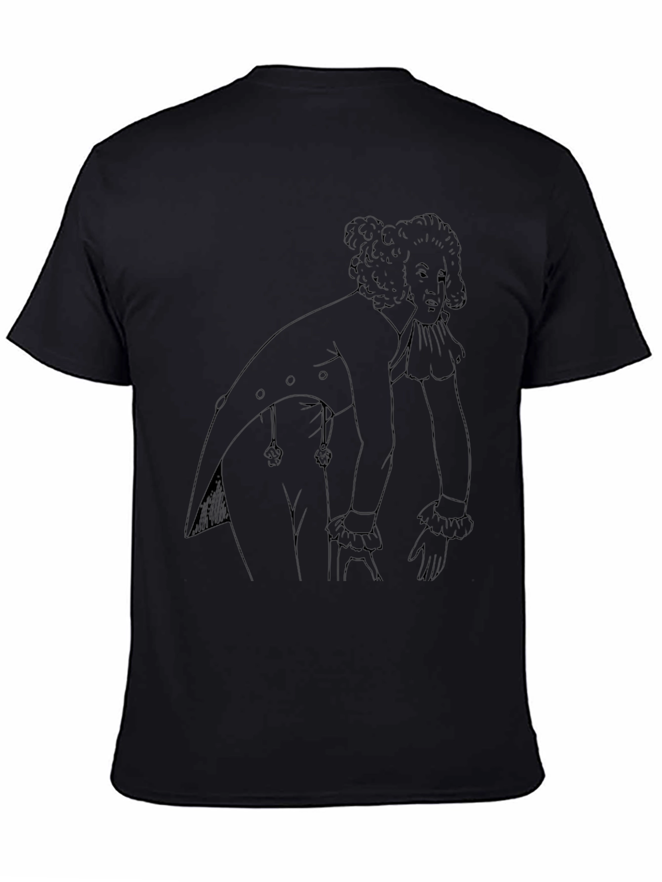Retro Black T-Shirt with Line Art Design