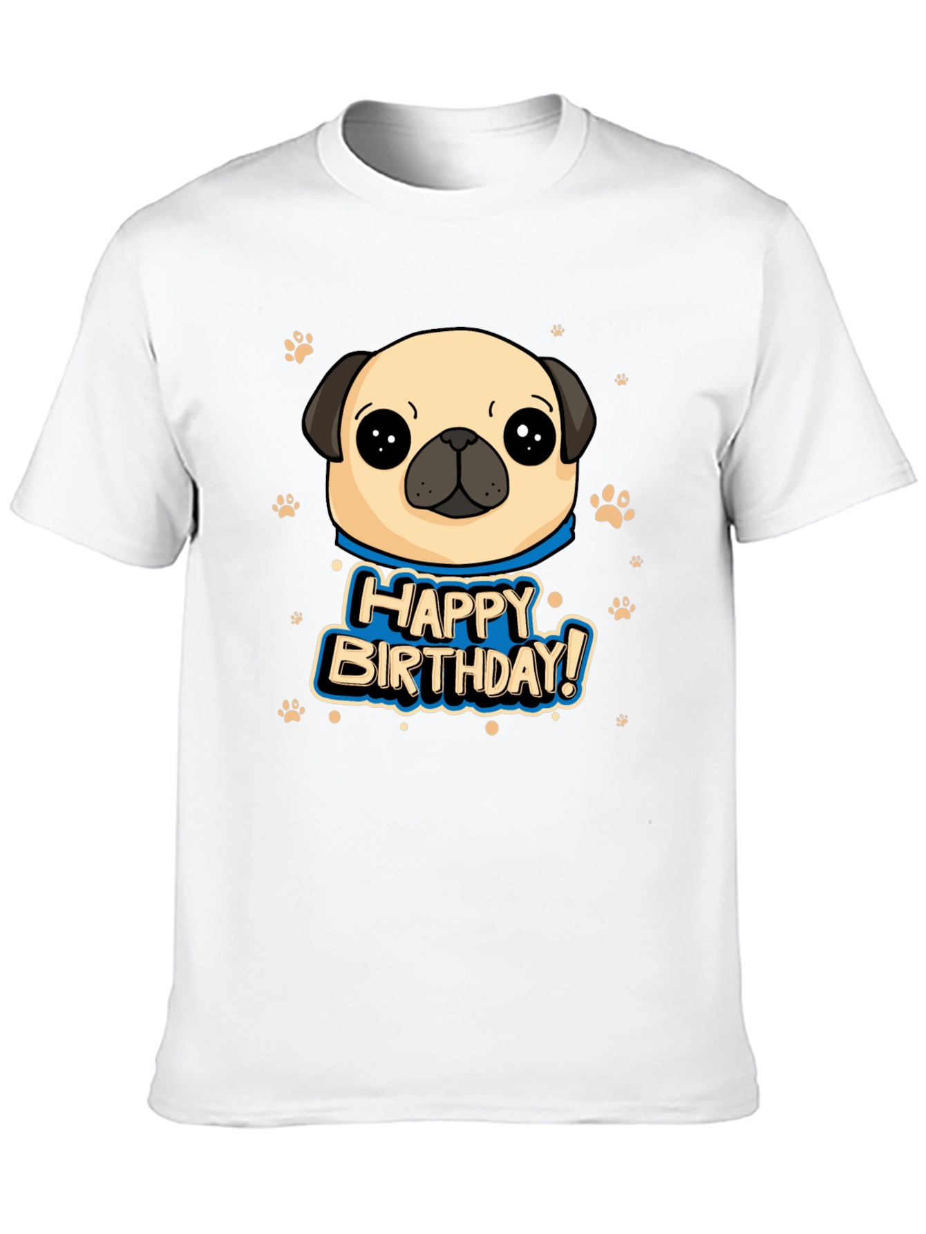 Pug Happy Birthday Black T-Shirt