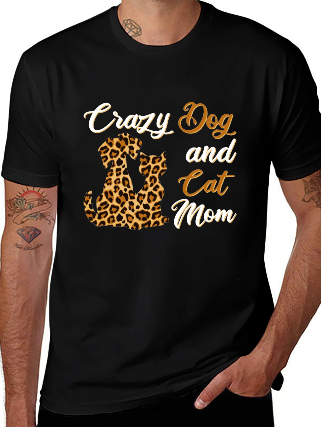 Crazy Dog and Cat Mom Graphic T-Shirt