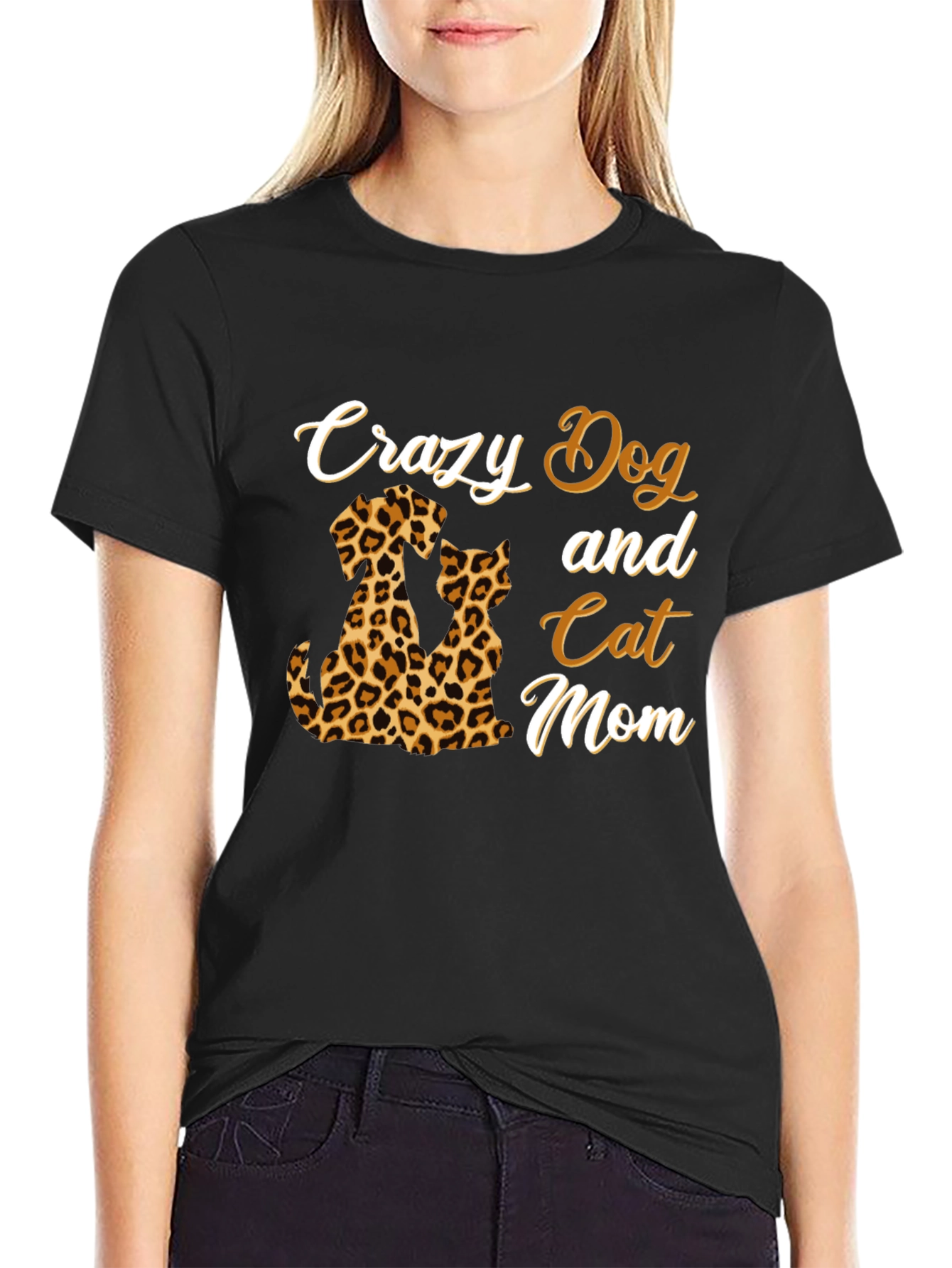 Crazy Dog and Cat Mom Graphic T-Shirt