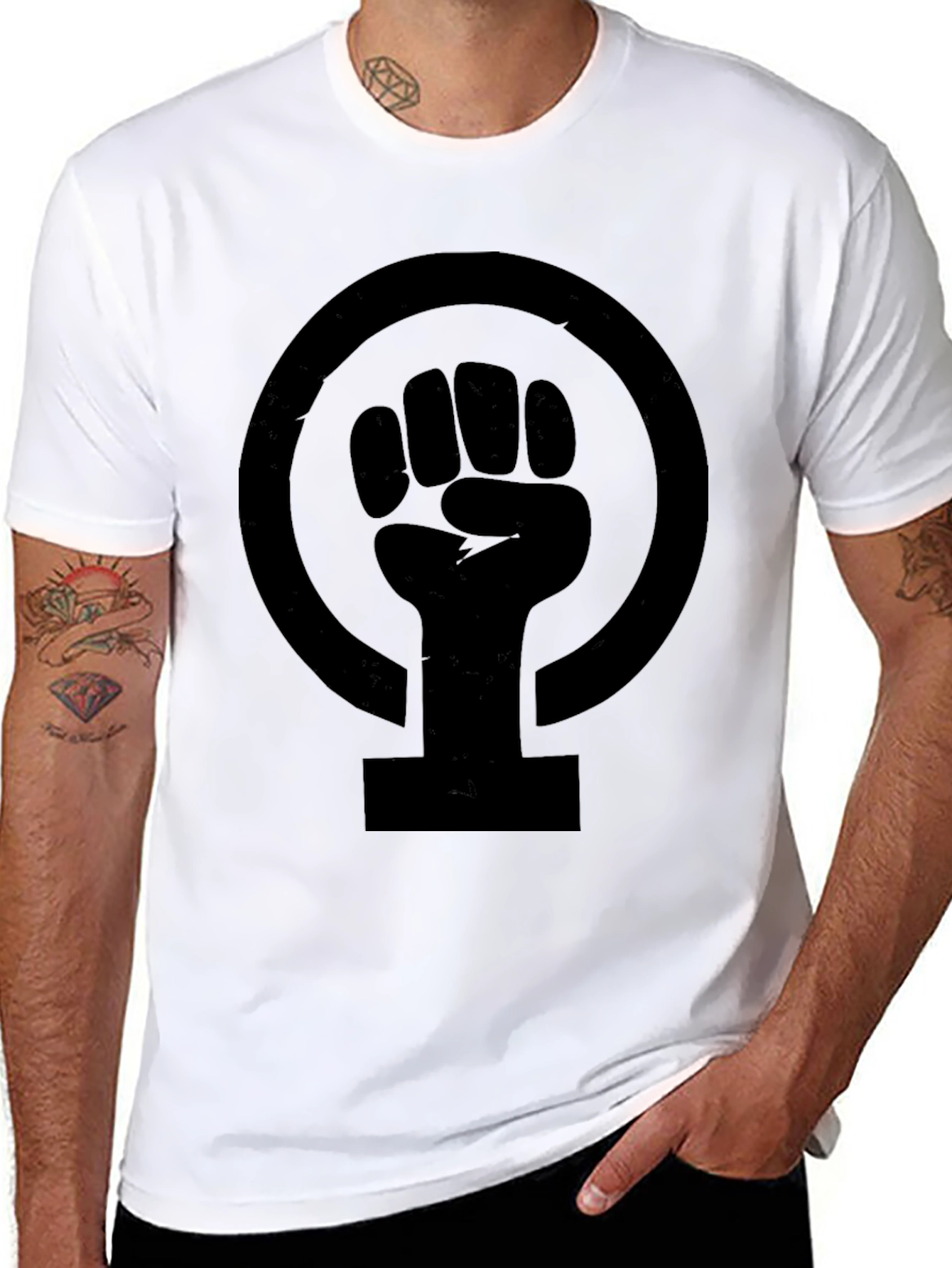 Feminist Fist Symbol T-Shirt - Black
