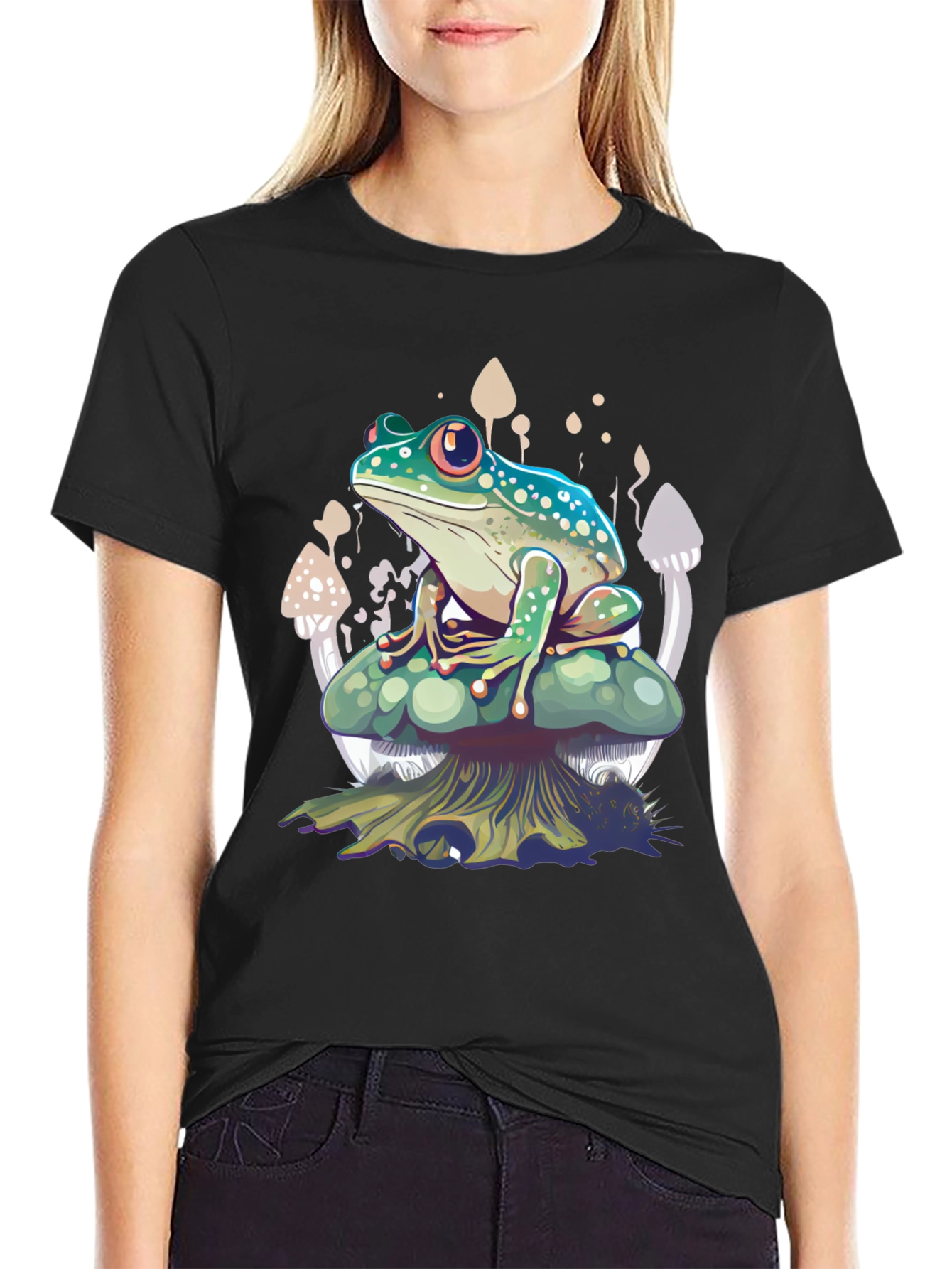 Frog on Mushroom T-Shirt - Unique Graphic Tee