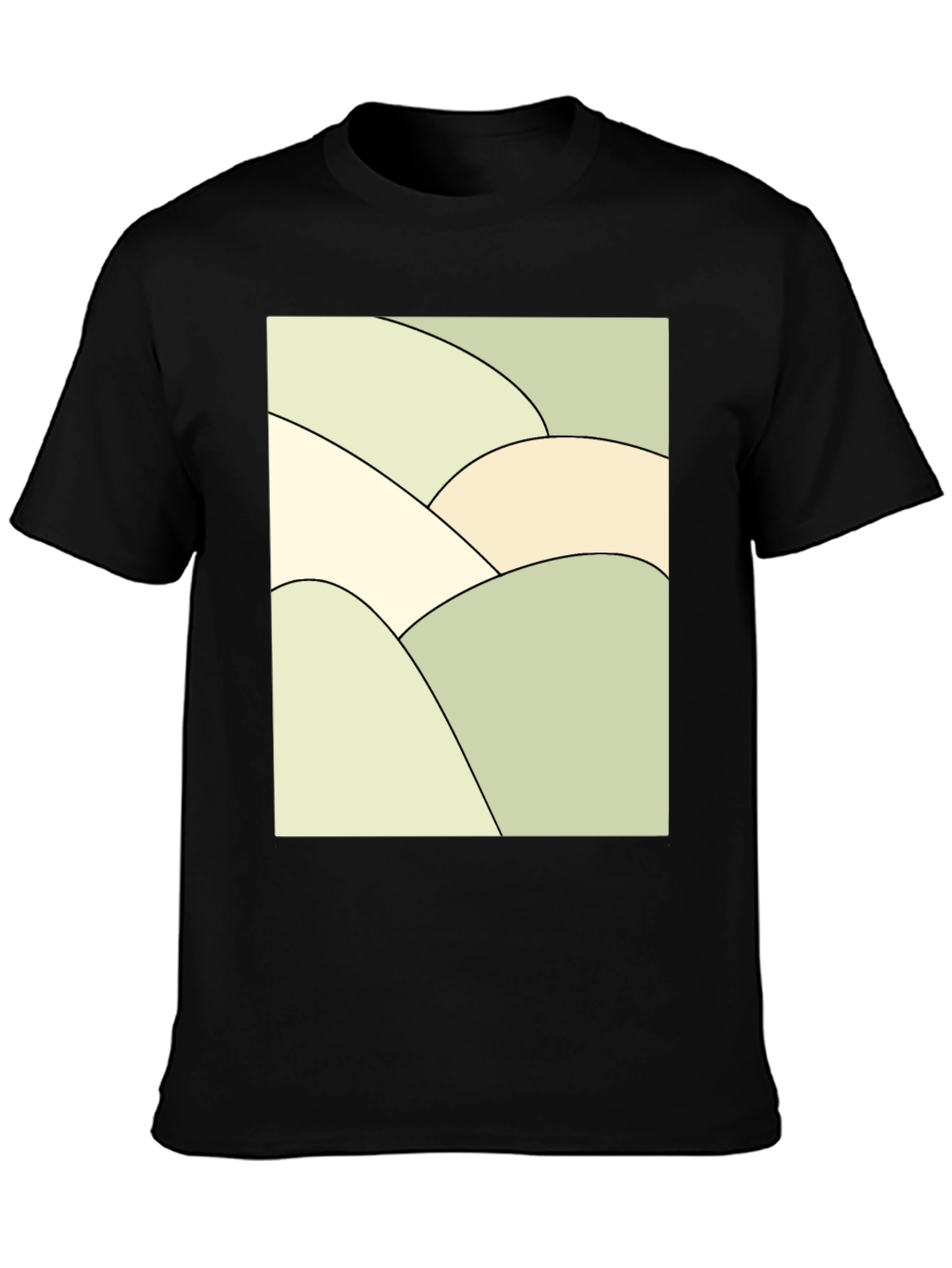 Abstract Hills Graphic Tee - Black Cotton Blend