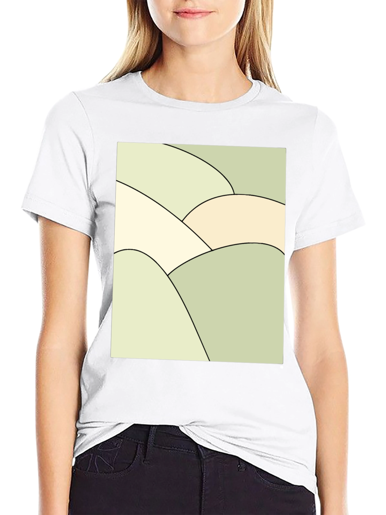 Abstract Hills Graphic Tee - Black Cotton Blend