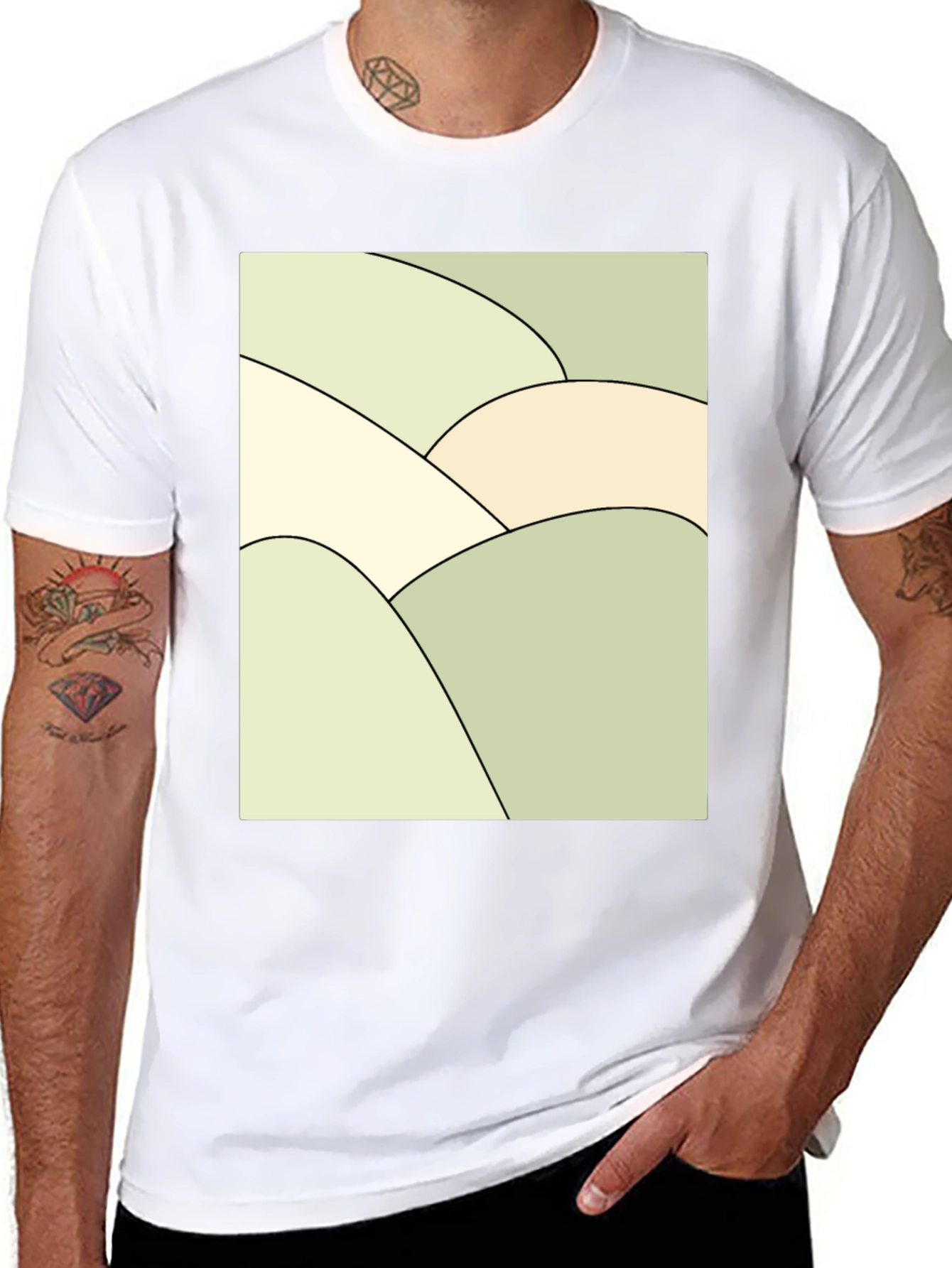 Abstract Hills Graphic Tee - Black Cotton Blend