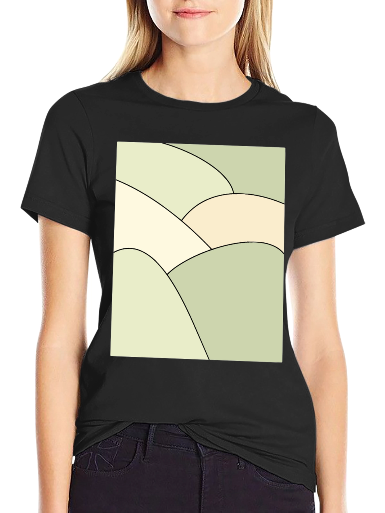 Abstract Hills Graphic Tee - Black Cotton Blend