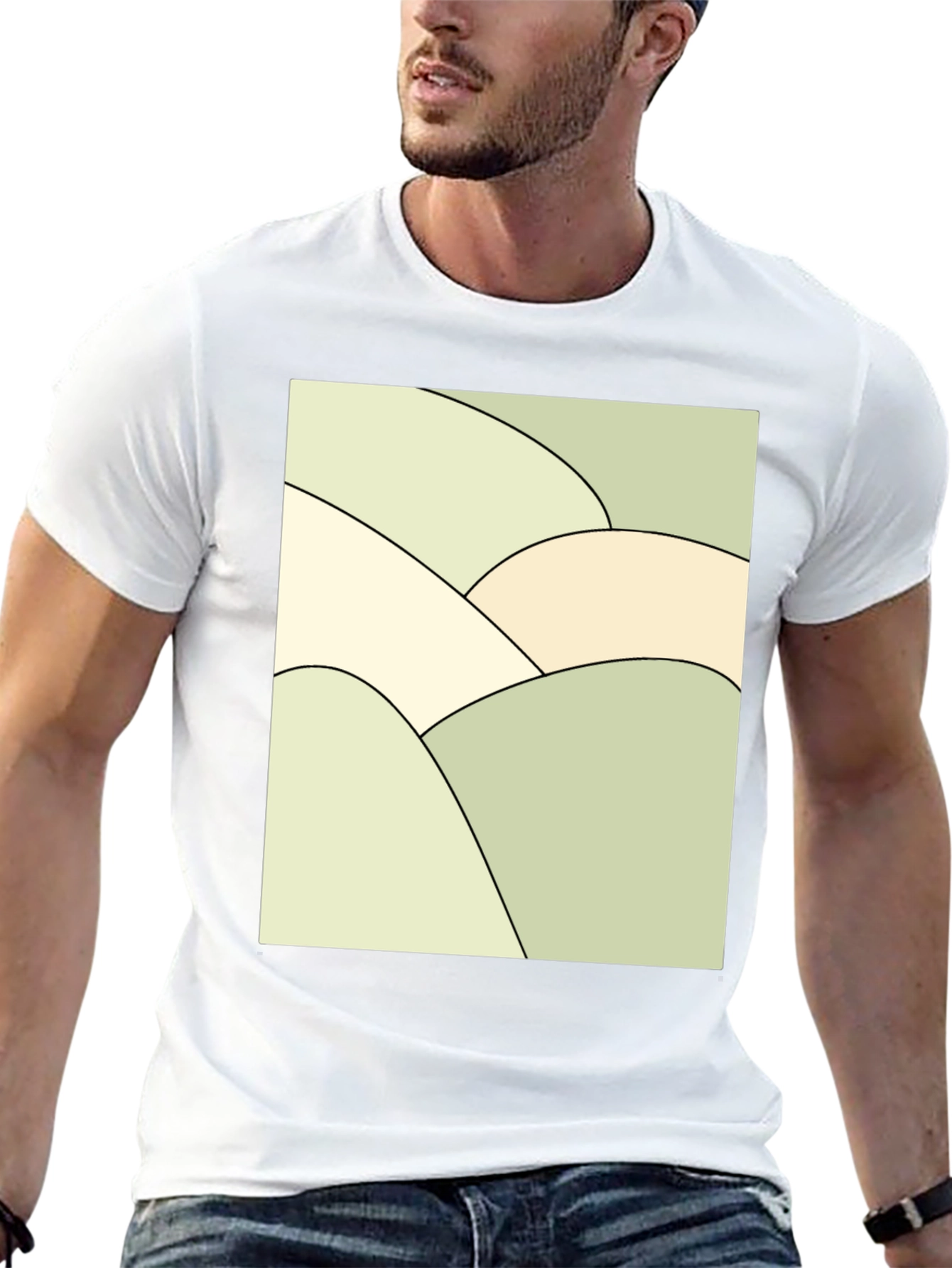 Abstract Hills Graphic Tee - Black Cotton Blend