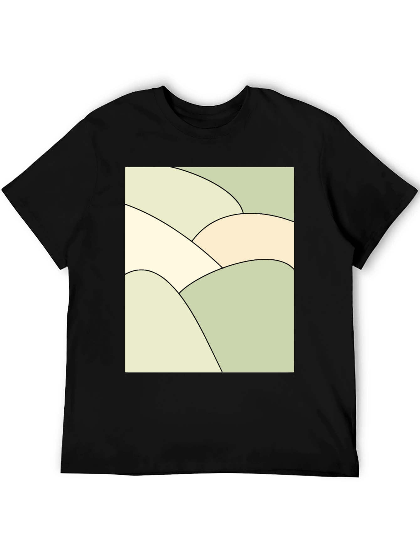 Abstract Hills Graphic Tee - Black Cotton Blend