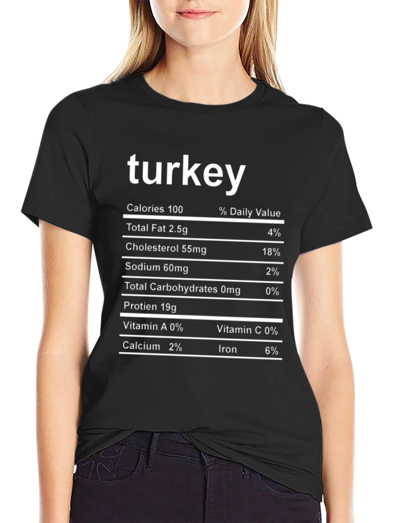 Turkey Nutrition Facts Black T-Shirt