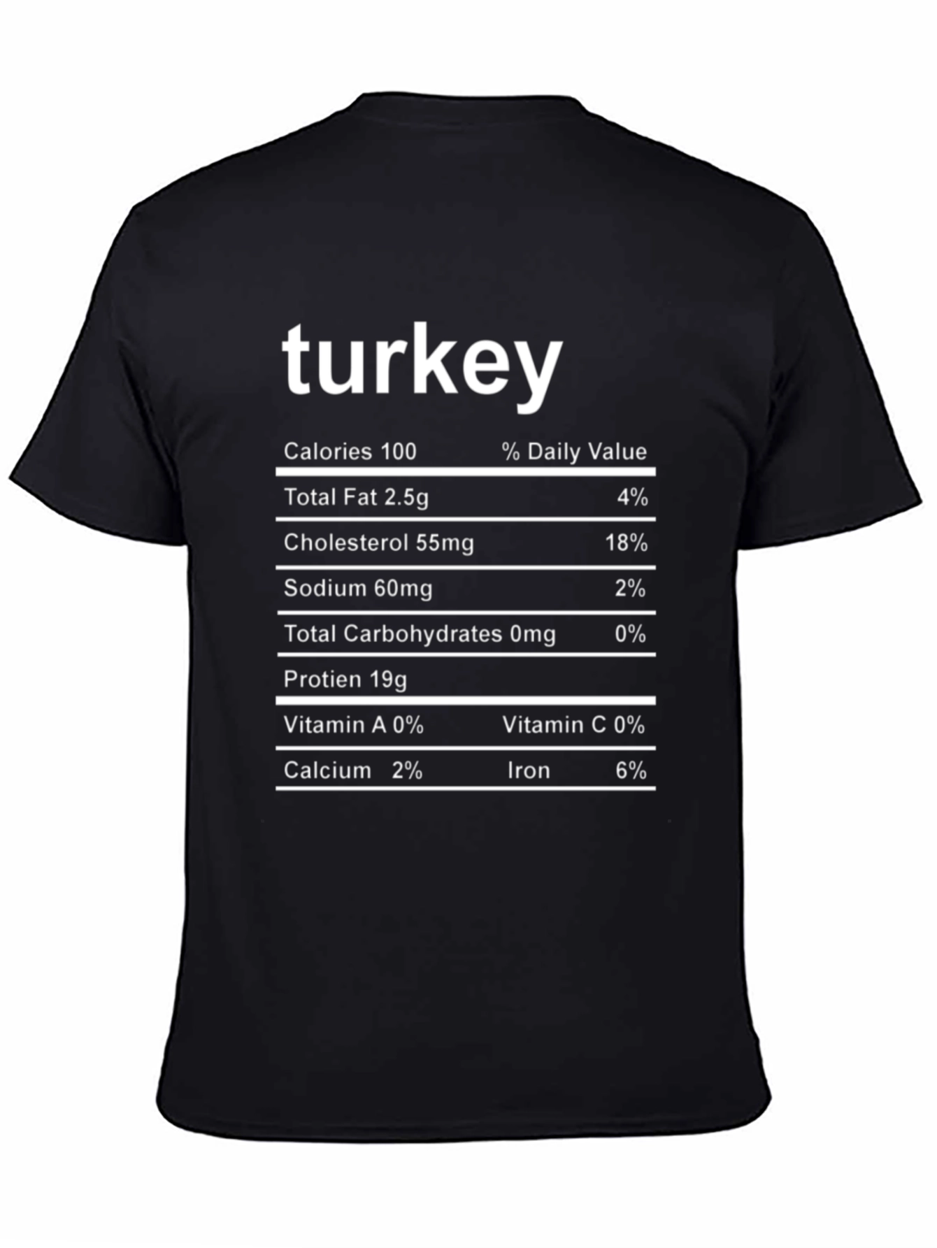 Turkey Nutrition Facts Black T-Shirt