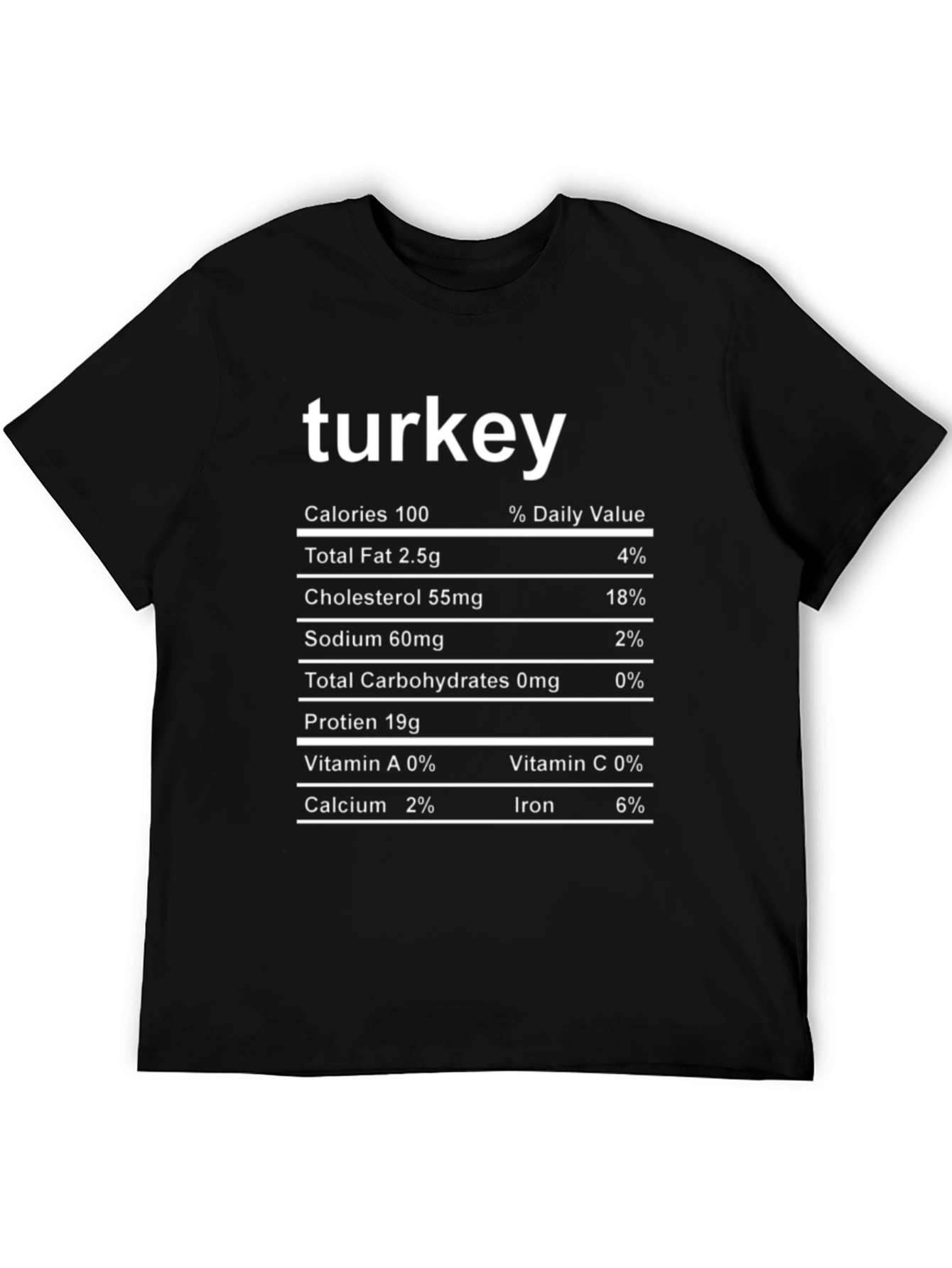 Turkey Nutrition Facts Black T-Shirt