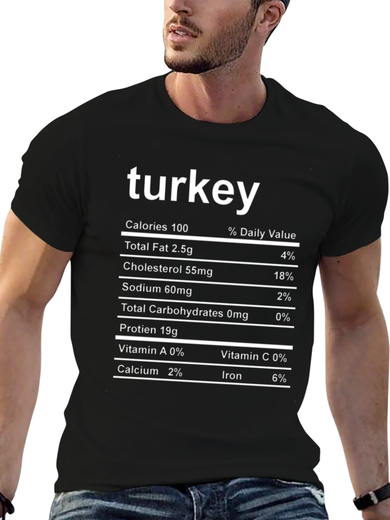 Turkey Nutrition Facts Black T-Shirt
