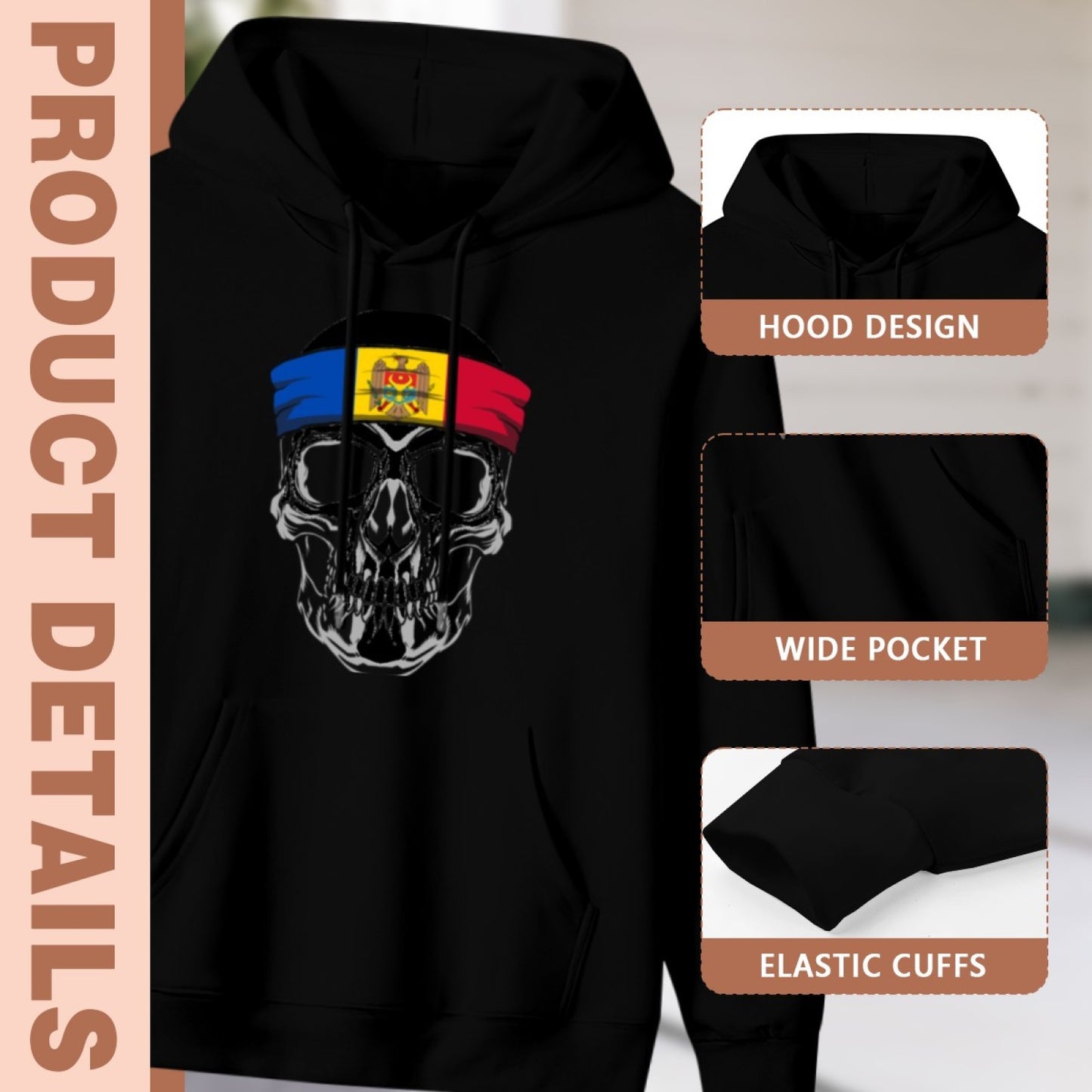 Stylish New Unisex Black Hoodie - Blues Harmonica Graphic - Comfortable Hoodie - American Direct Shipping