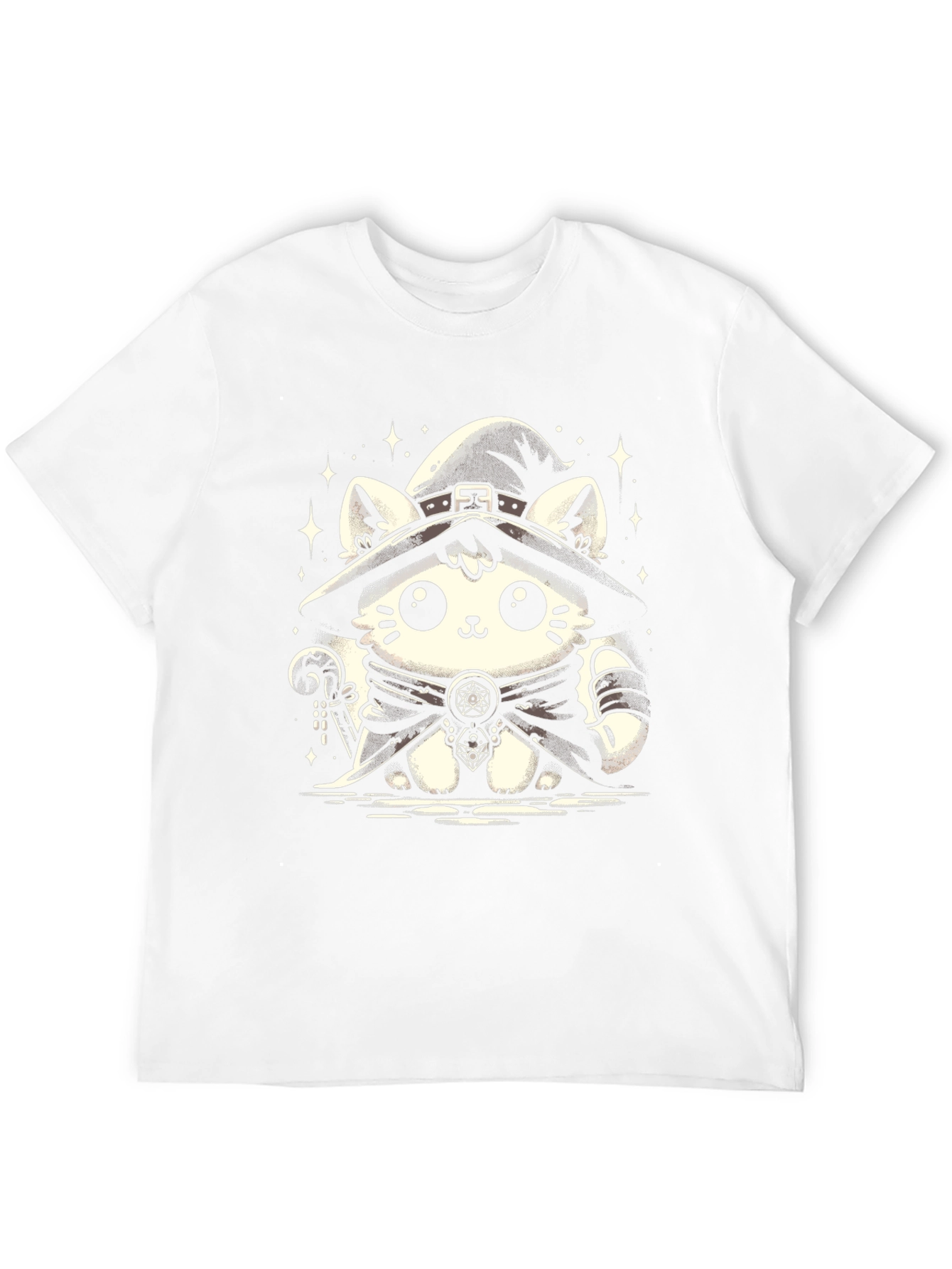 Witch Cat Graphic Tee - Black Cotton T-Shirt