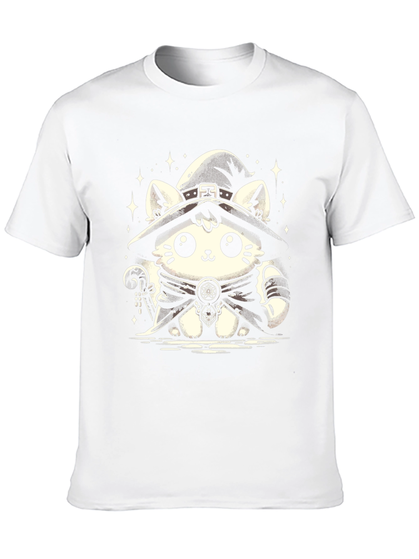 Witch Cat Graphic Tee - Black Cotton T-Shirt